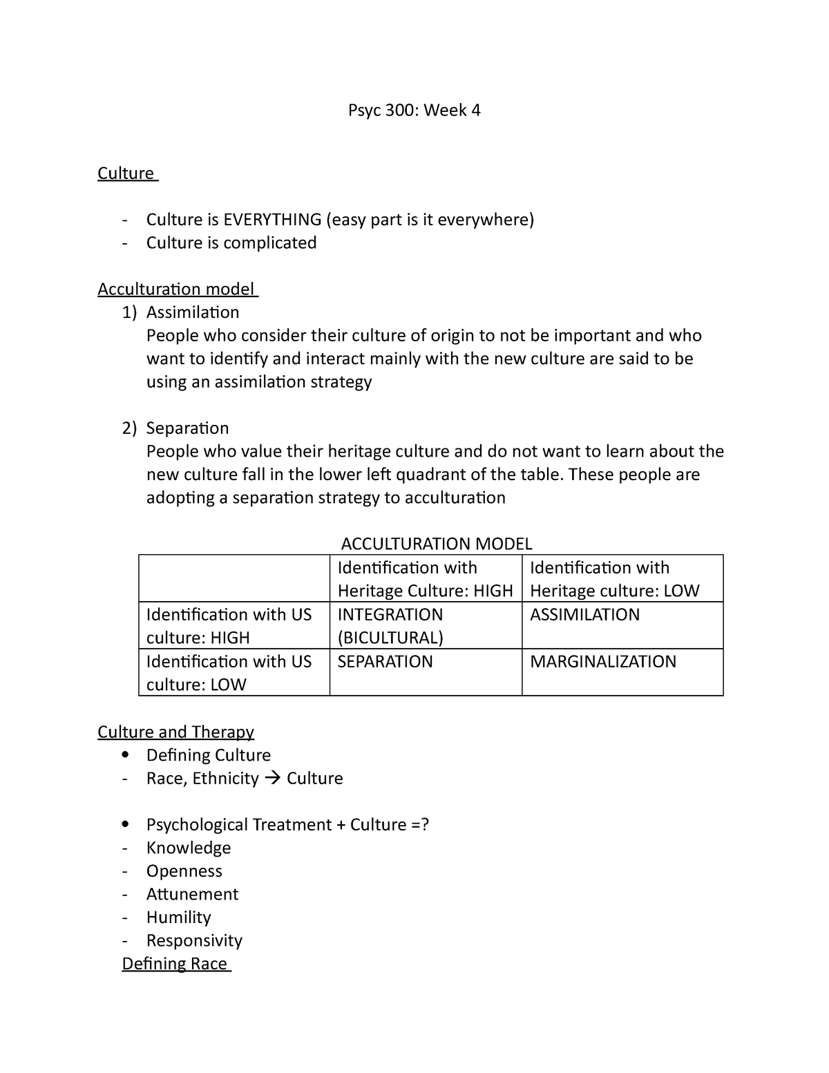 Week 4 Lec Lecture Psyc 300 Week 4 Culture Culture Is Everything Easy Part Is It 