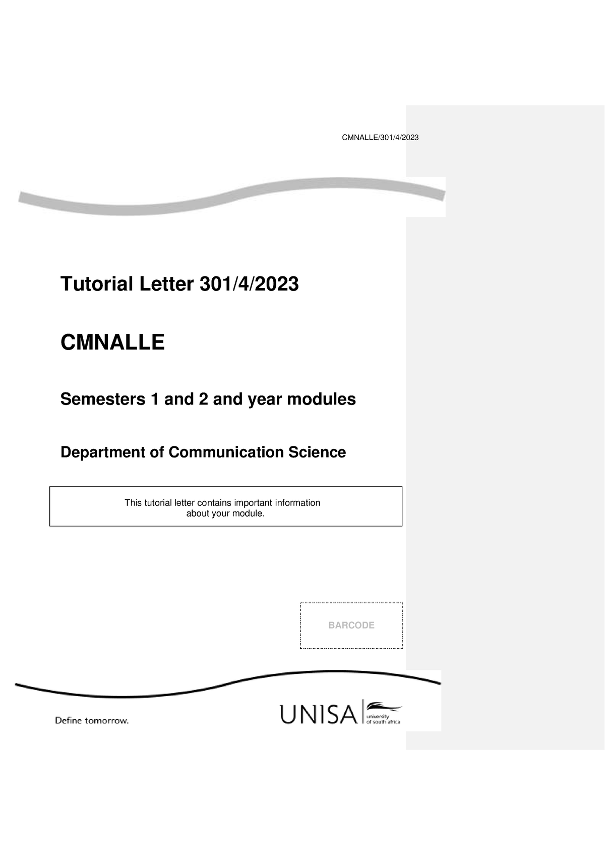 301 2023 4 B - SUMMARIES AND NOTES FROM LECTURES - CMNALLE/301/4 ...