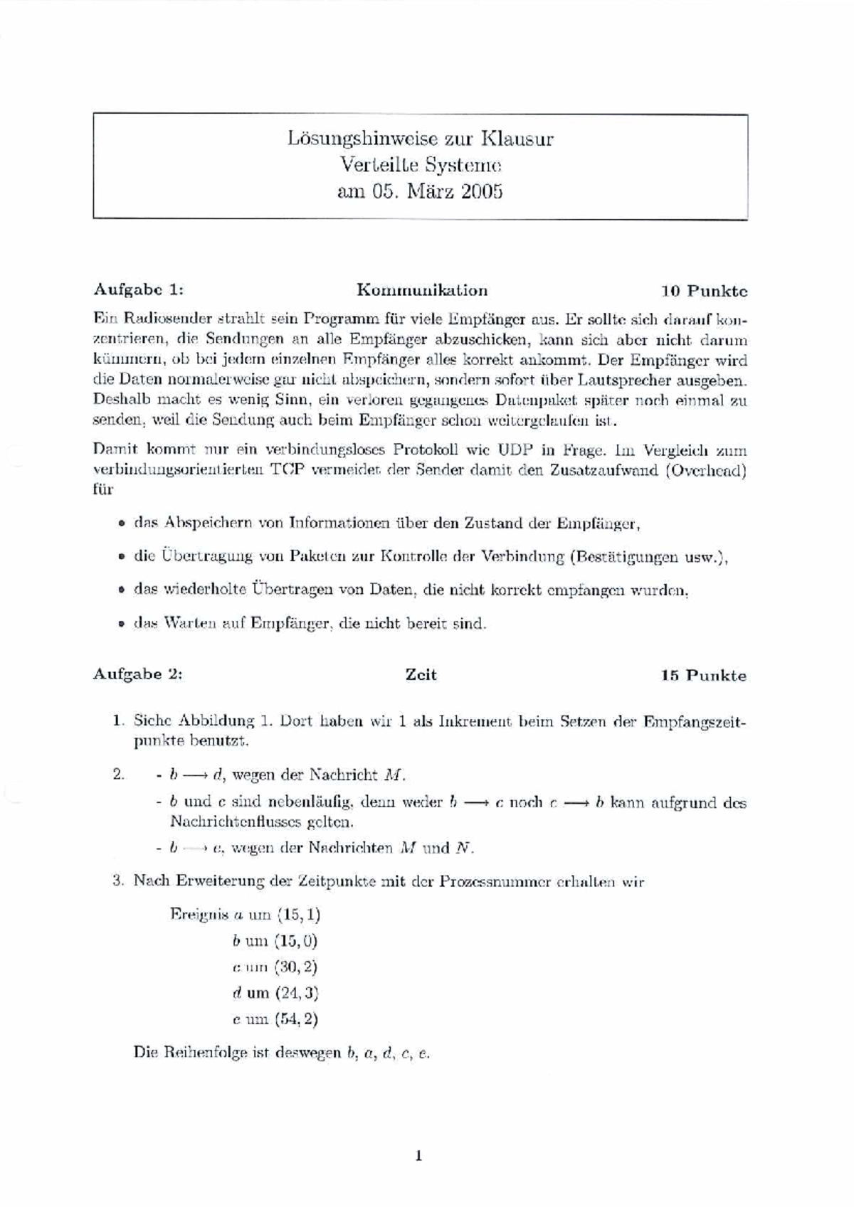 Fernuni Hagen Psychologie Klausur Lösungen zur Fernuni-Klausur - Verteilte Systeme - Studocu