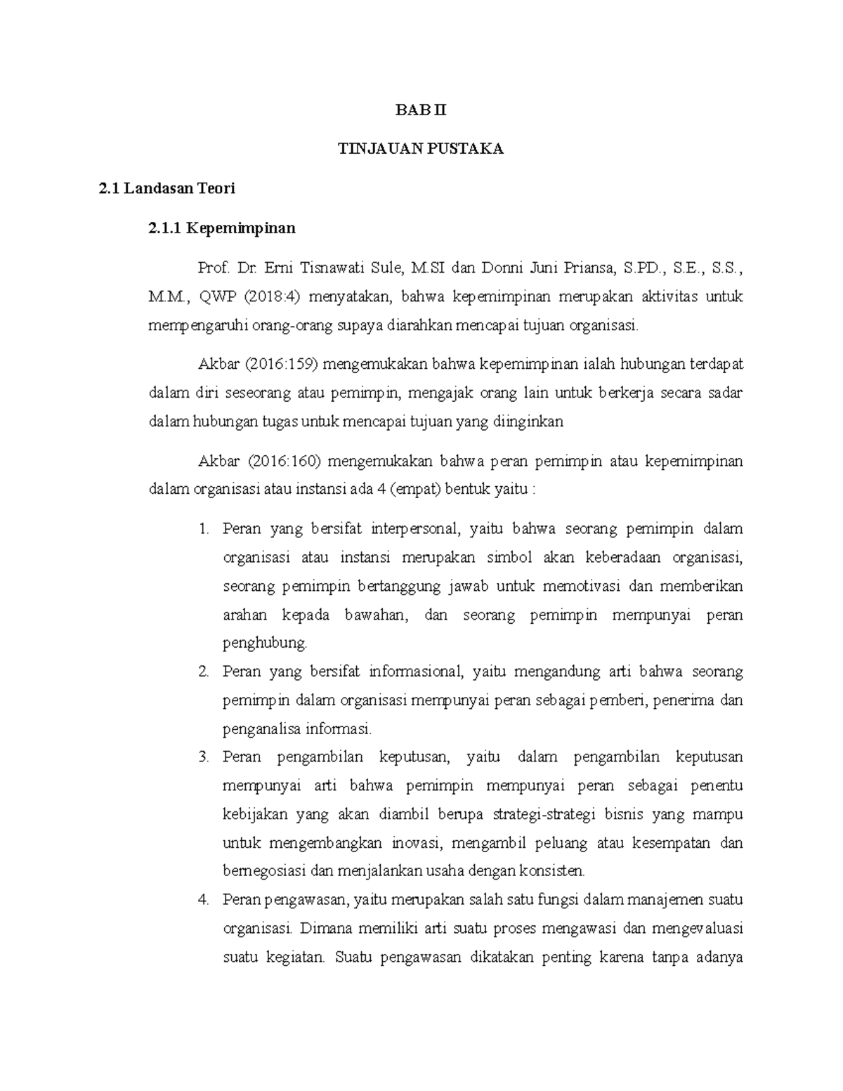 Landasan Teori Kepemimpinan - BAB II TINJAUAN PUSTAKA 2 Landasan Teori ...