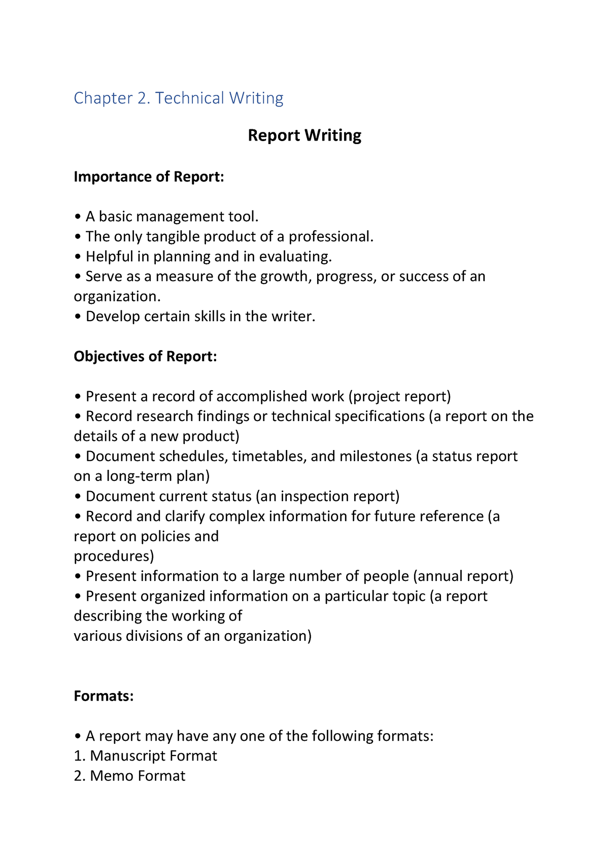 Report Writing Chapter 2 Technical Writing Report Writing Importance 