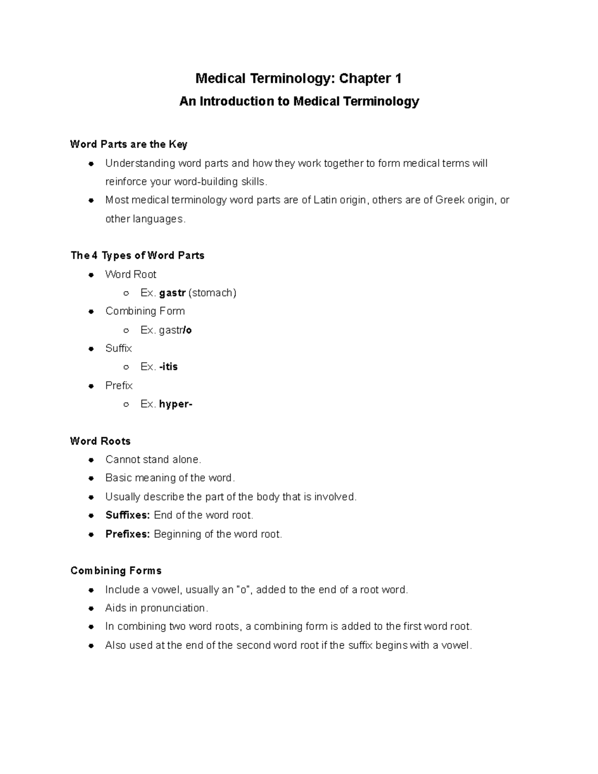 Medical Terminology Ch 1 - Medical Terminology: Chapter 1 An ...