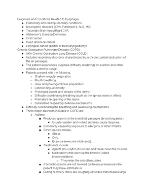 Signs and Symptoms of Dysphagia - Studocu
