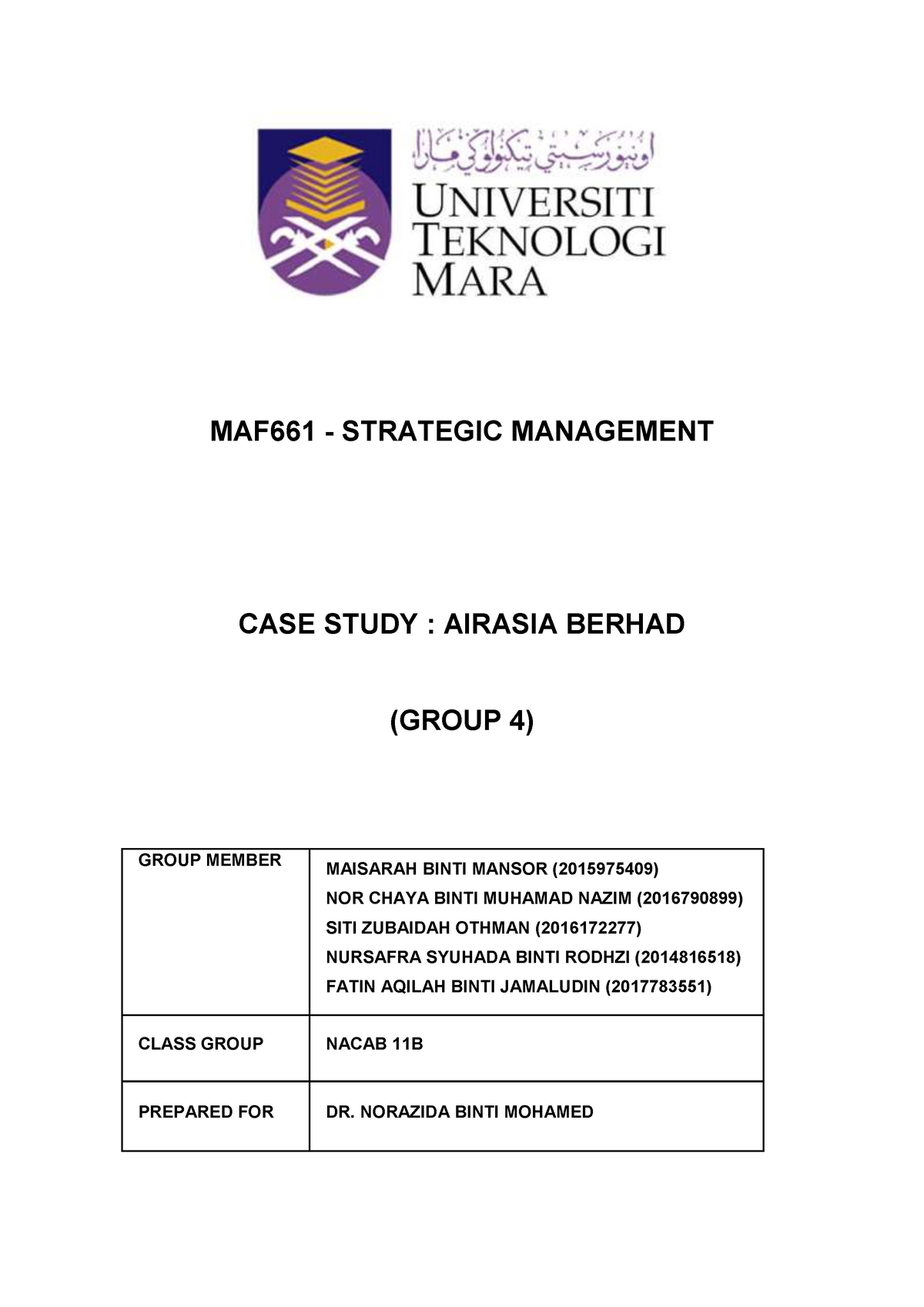 maf661 strategic management assignment