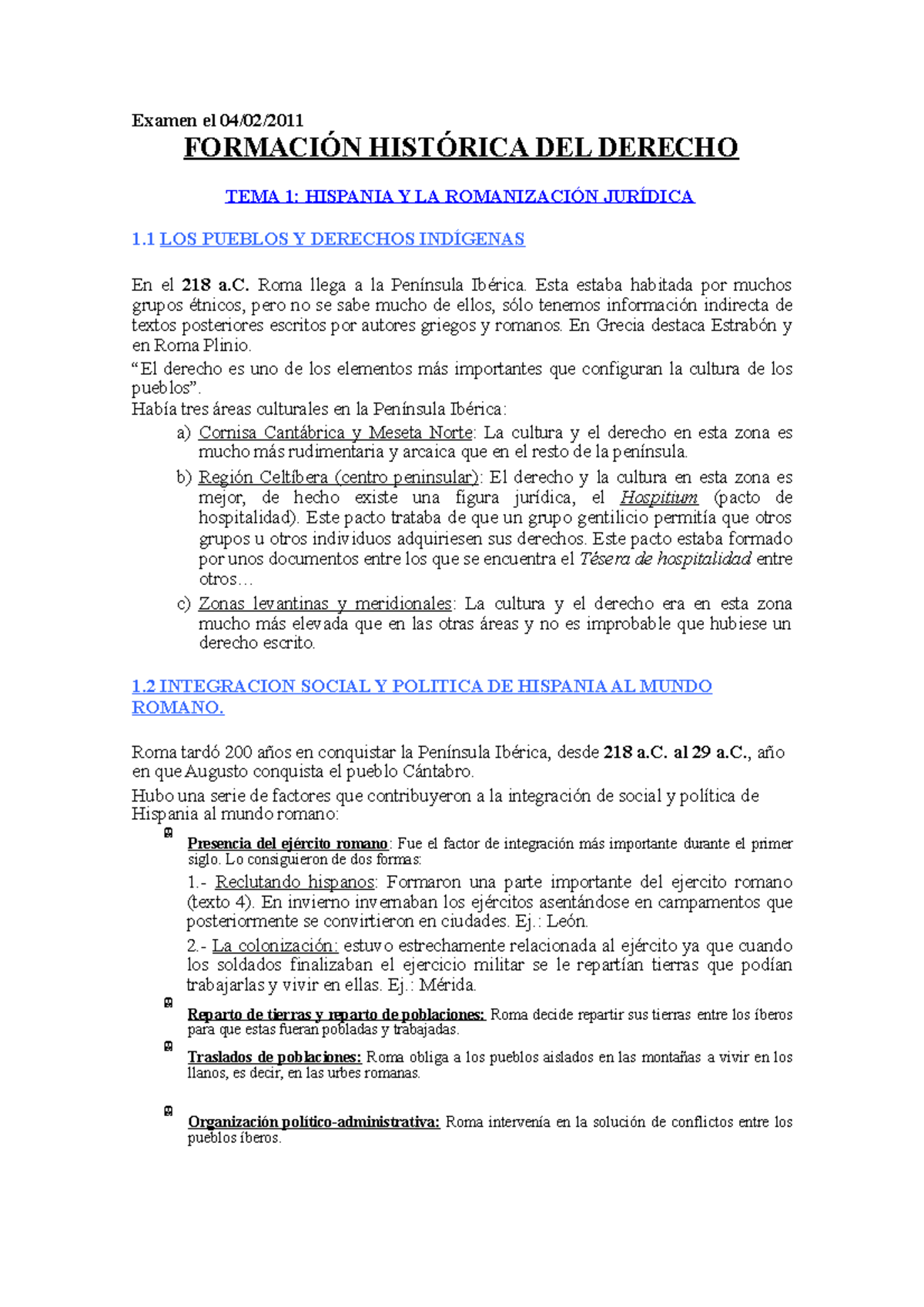 Apuntes Formación Histórica De Derecho - Resumen - Temas 1 - 5 - Examen ...