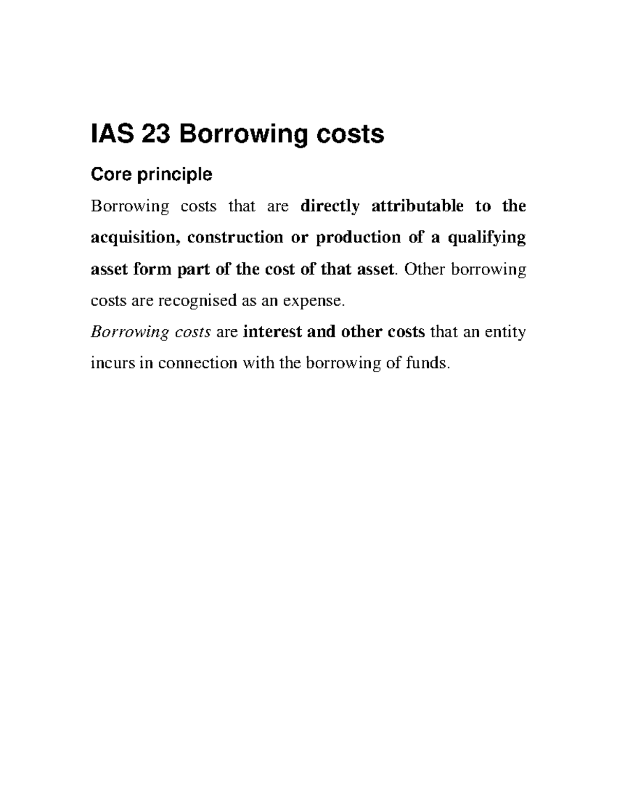 IAS 23 Borrowing Costs - Core Principles - IAS 23 Borrowing Costs Core ...