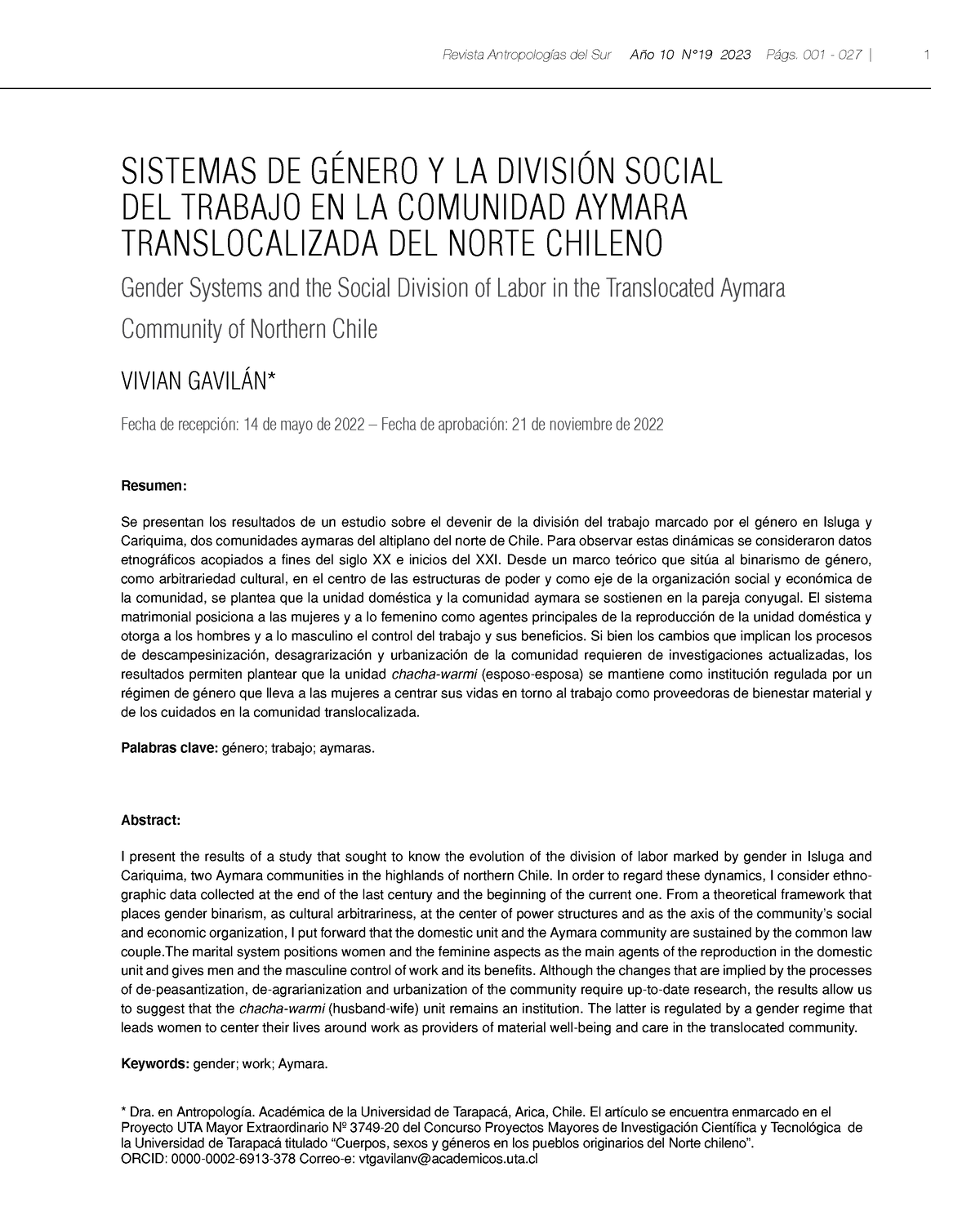 SISTEMAS DE GÉNERO Y LA DIVISIÓN SOCIAL DEL TRABAJO EN LA COMUNIDAD ...