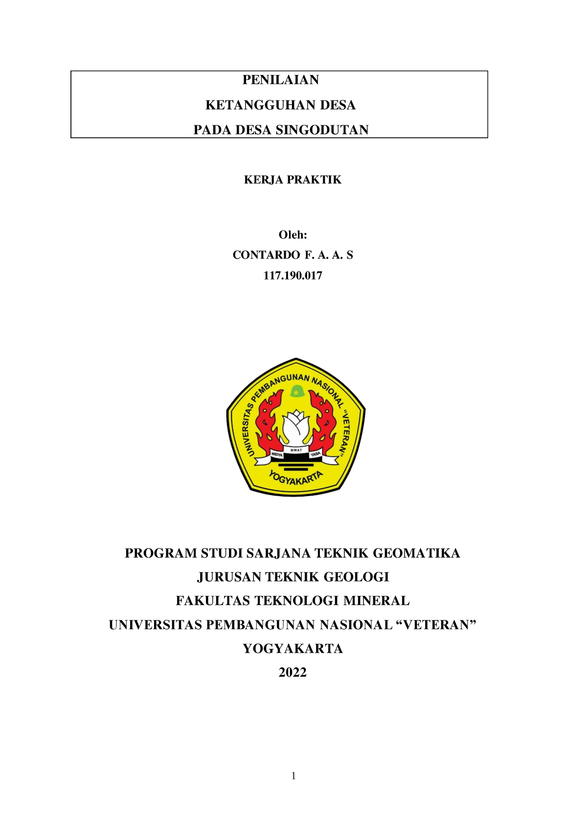 117190017 Contardo. F. A. A. S Penilaian Ketangguhan DESA - KERJA ...