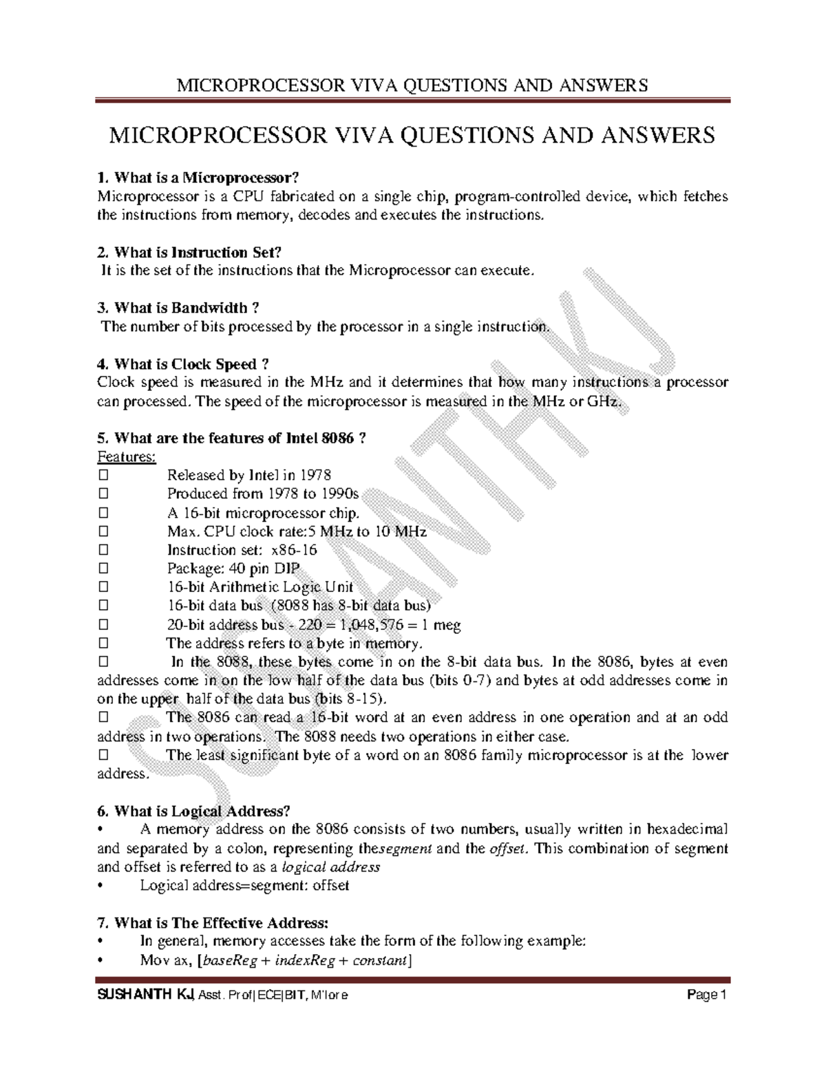 Microprocessor LAB VIVA Questions AND AN MICROPROCESSOR VIVA