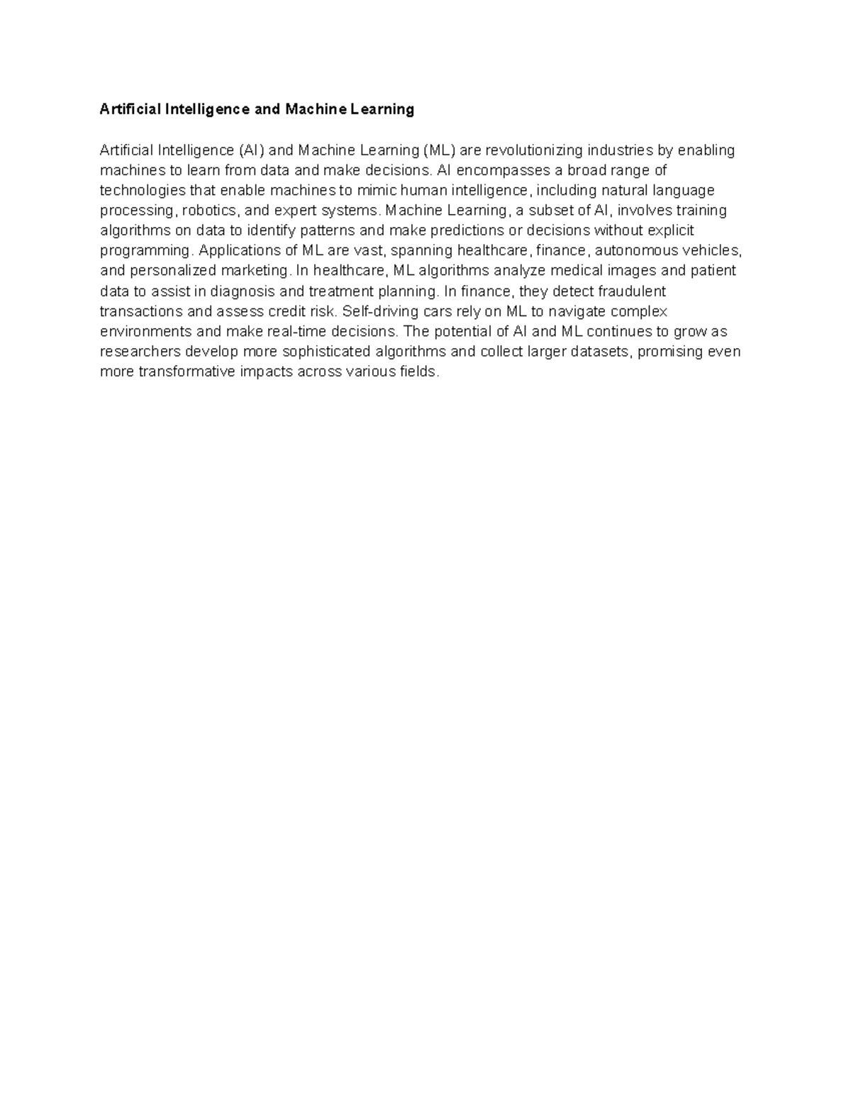 Artificial Intelligence and Machine Learning - Artificial Intelligence ...