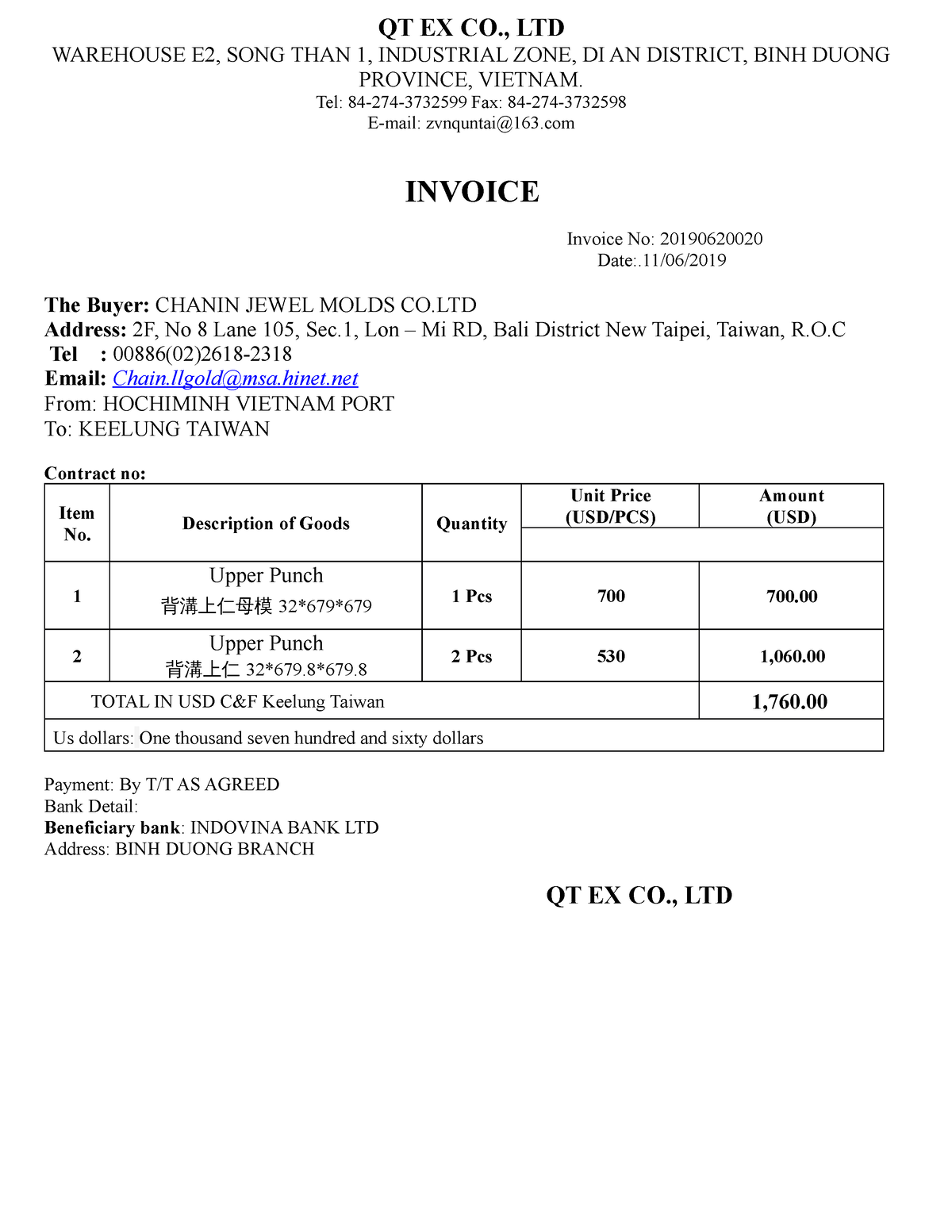 BT1- Vương Thị Mỹ Chi - xuất nhập khẩu - QT EX CO., LTD WAREHOUSE E2 ...