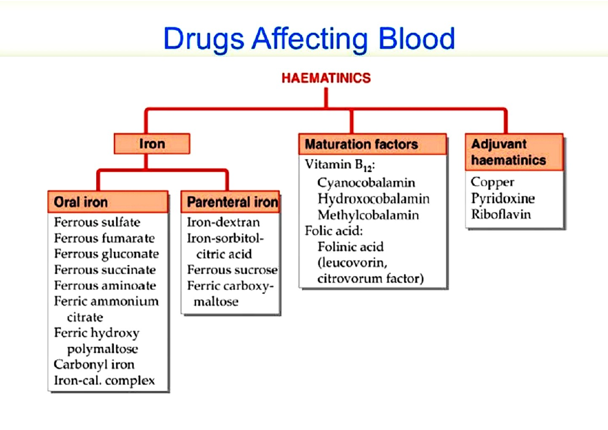 Drugs Affecting Blood B. Pharmacy Studocu