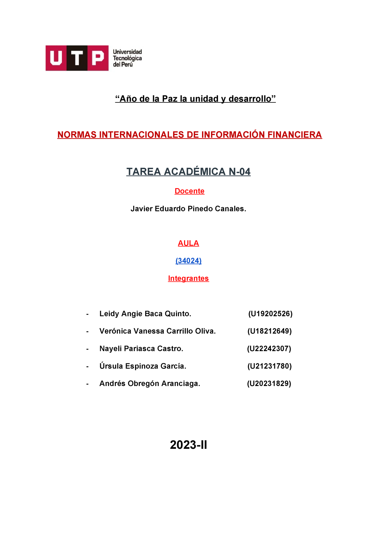 Tarea Académica 4 - Leidy Baca, Veronica Carrillo, Ursula Espinoza ...