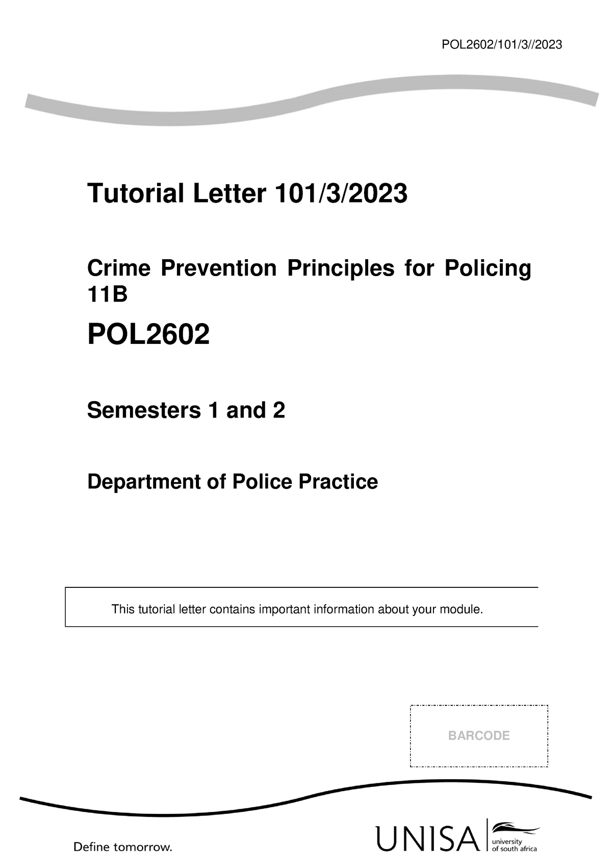 101 2023 3 B - This Will Help You - POL2602/101/3// Tutorial Letter 101 ...