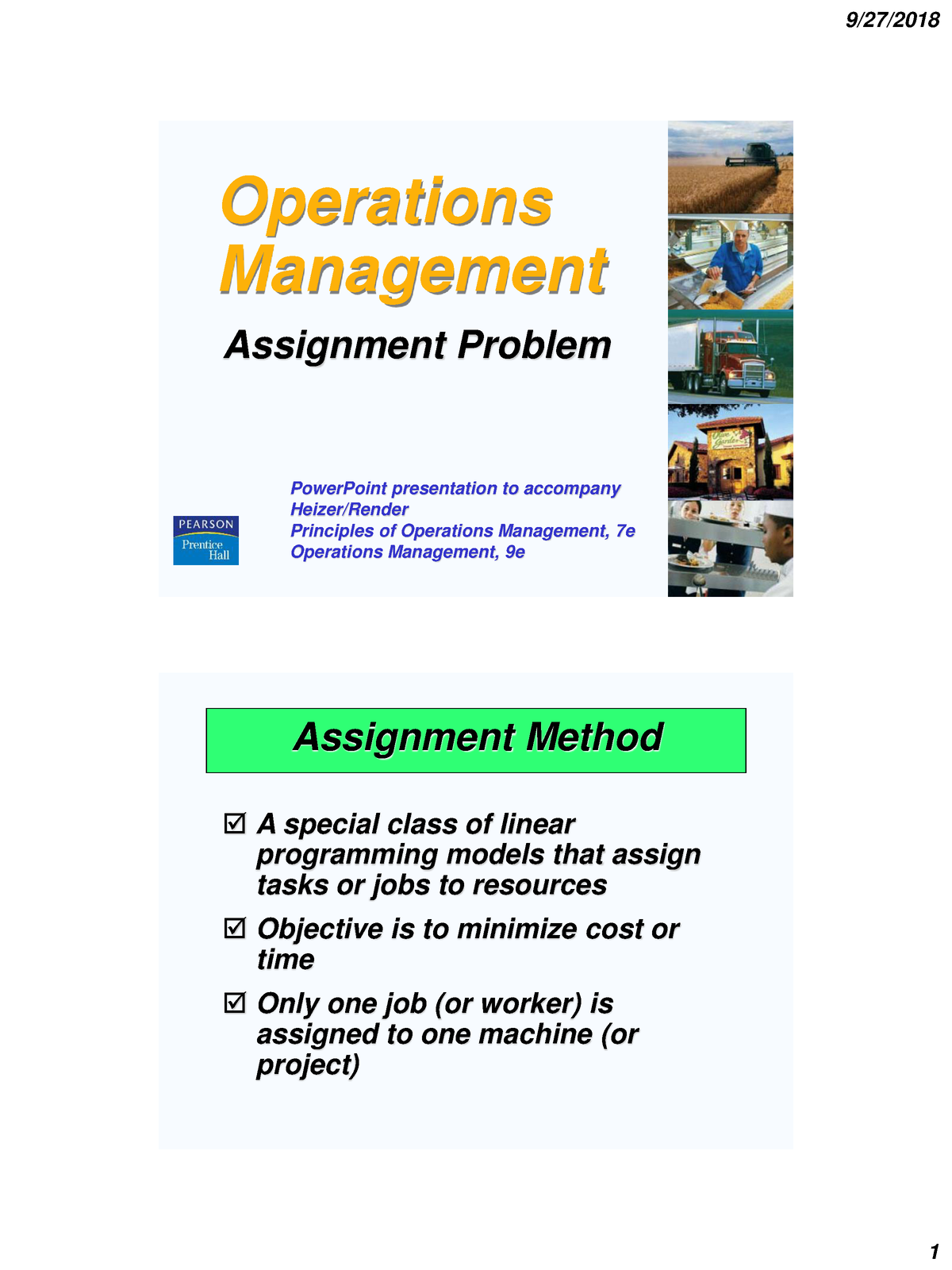 define assignment problem in rmt