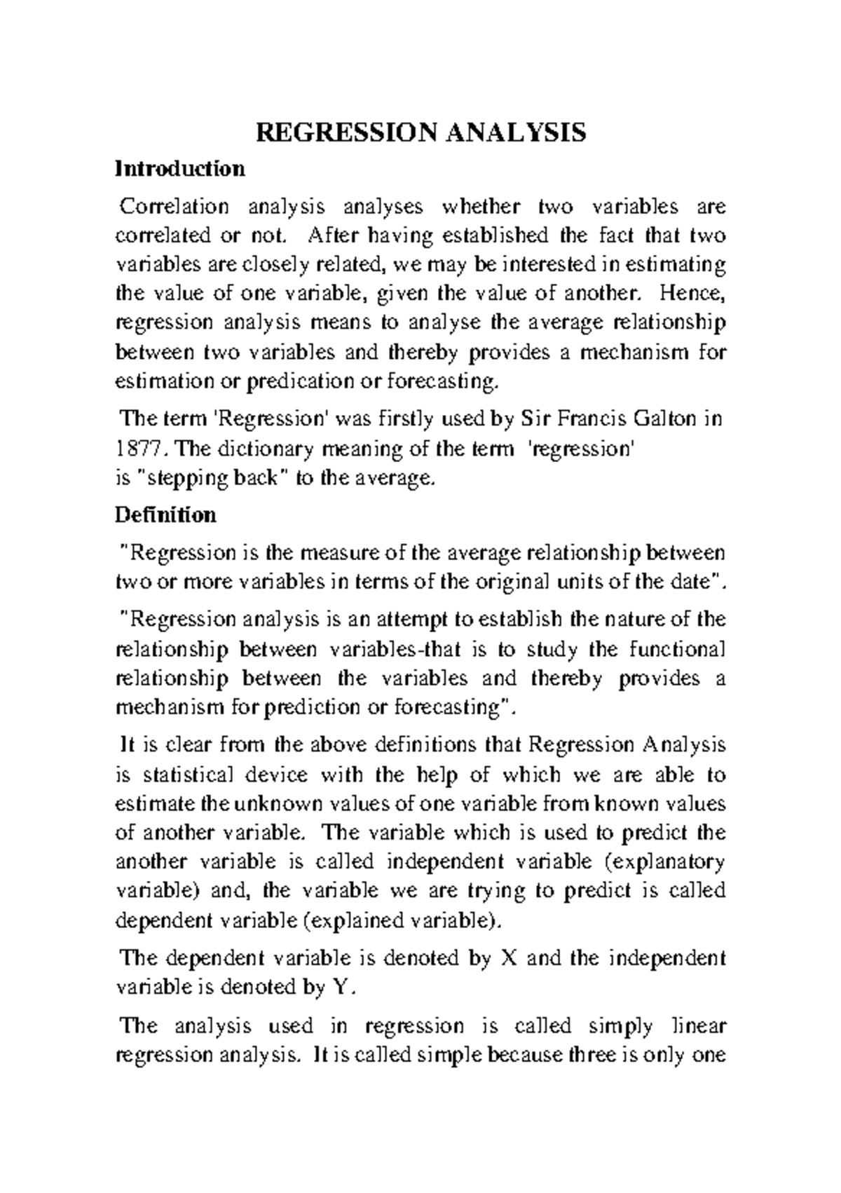 research paper using regression analysis