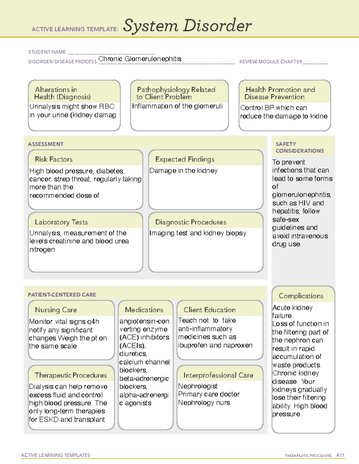 Chronic Glomerulonephitis Av - ACTIVE LEARNING TEMPLATES THERAPEUTIC ...