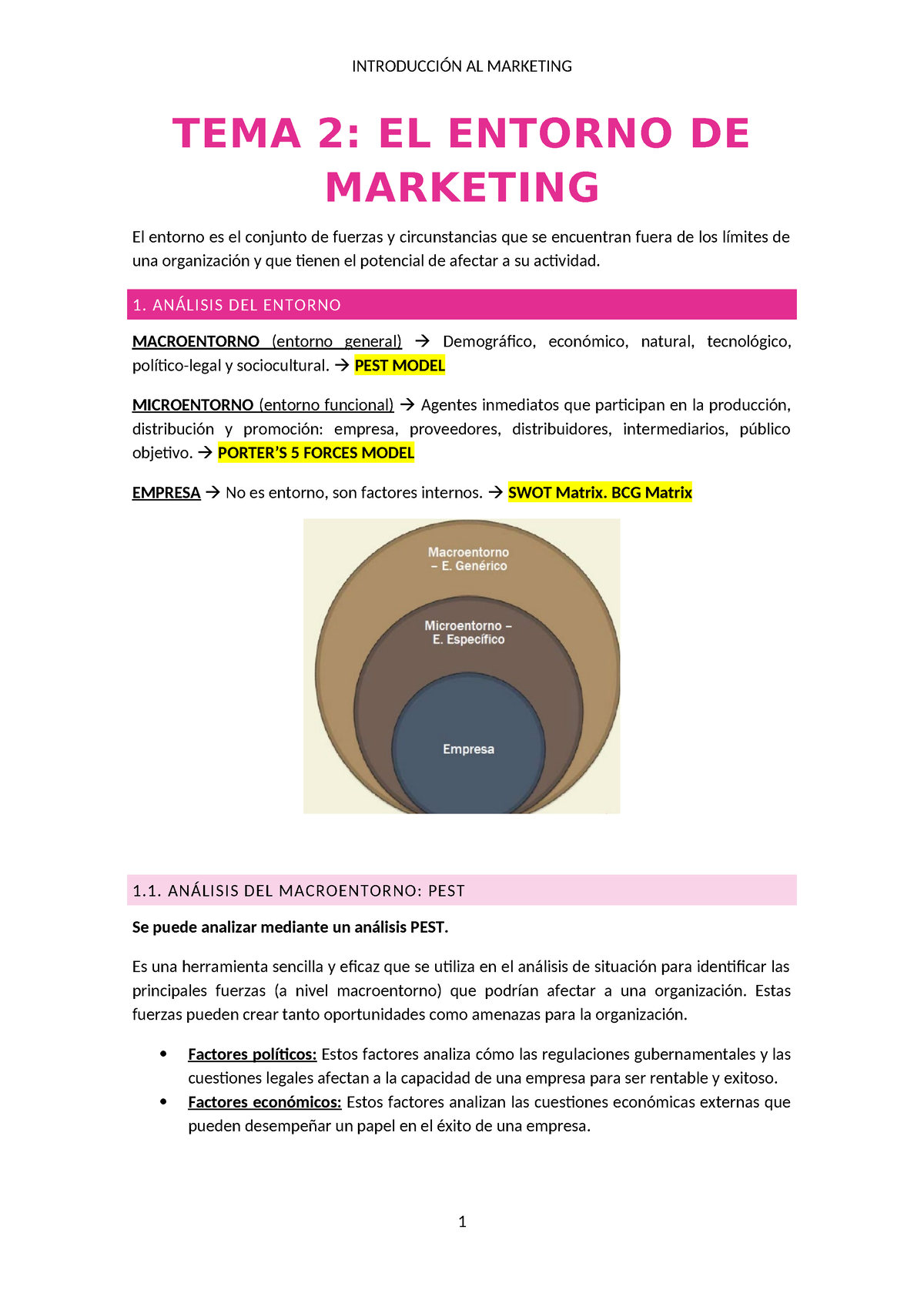 TEMA 2 - Microentorno Y Macroentorno - TEMA 2: EL ENTORNO DE MARKETING ...