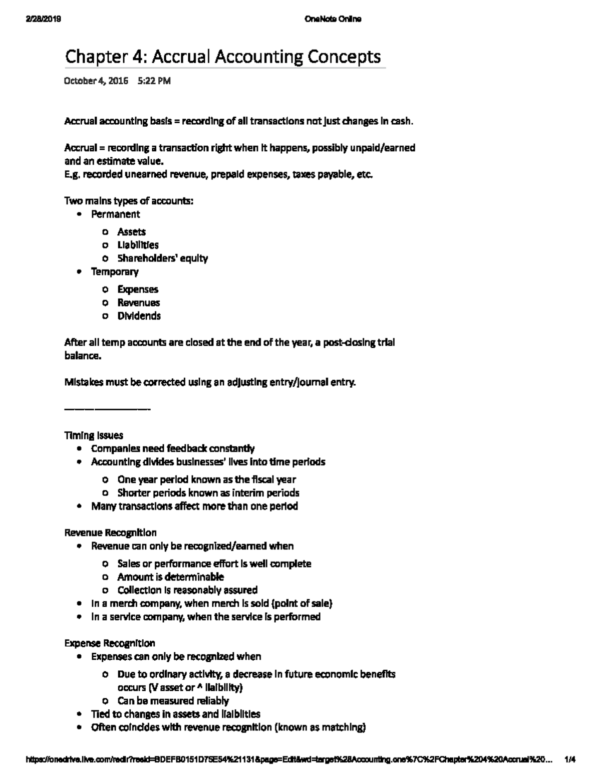 Accrual Accounting Concepts - 2/28/2019 OneNote Online Chapter 4 ...