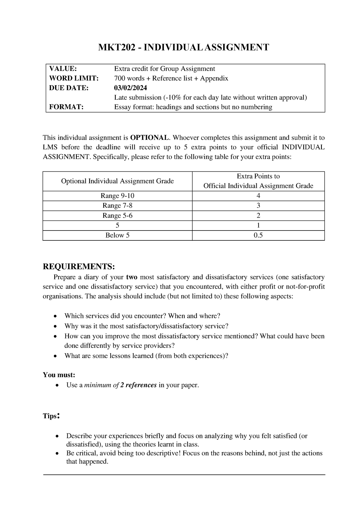 MKT202 Individual Assigment Guidelines - SP24 - MKT202 - INDIVIDUAL ...