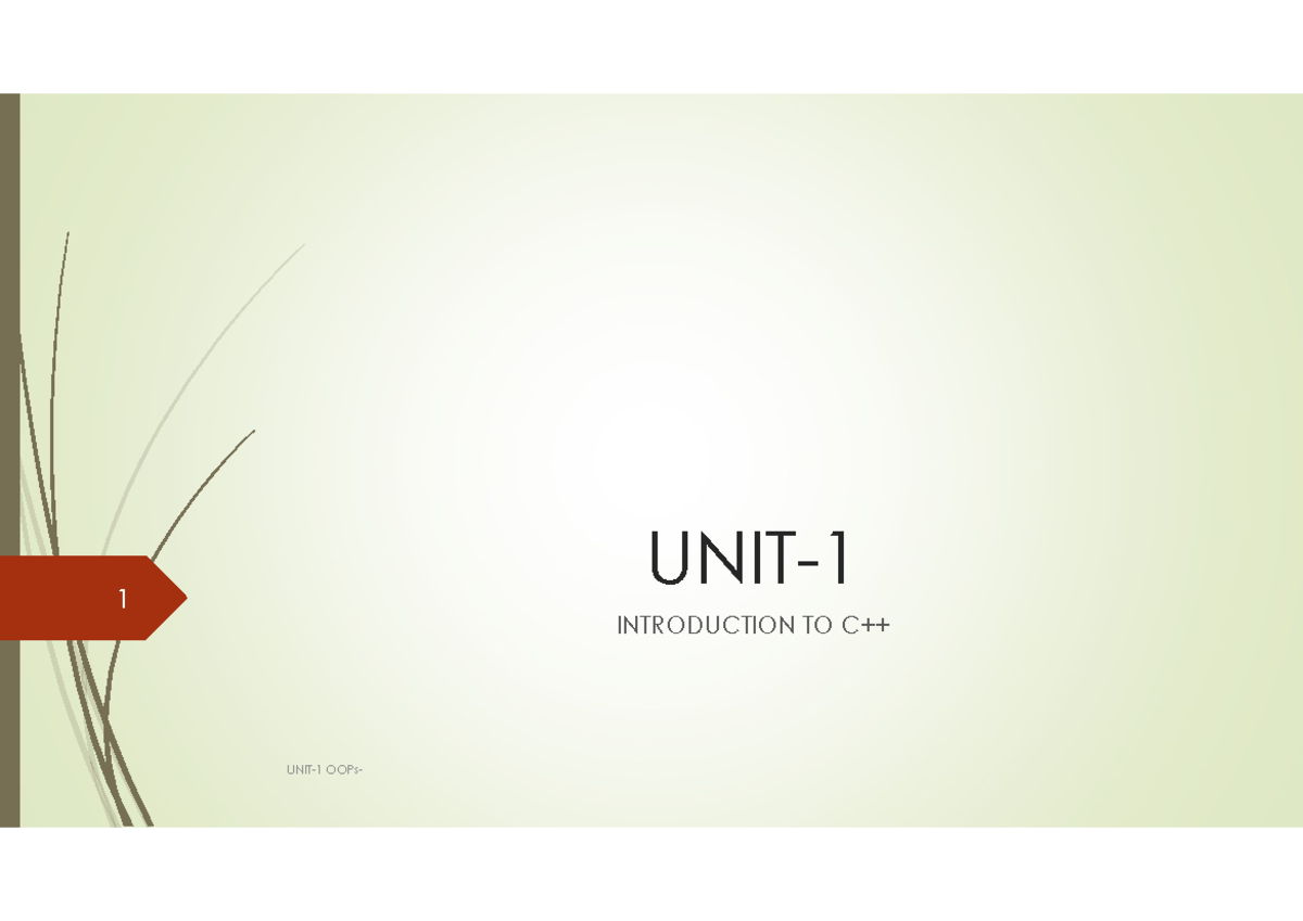 Full digital-1 - Complete notes on - UNIT- INTRODUCTION TO C++ 1 ...