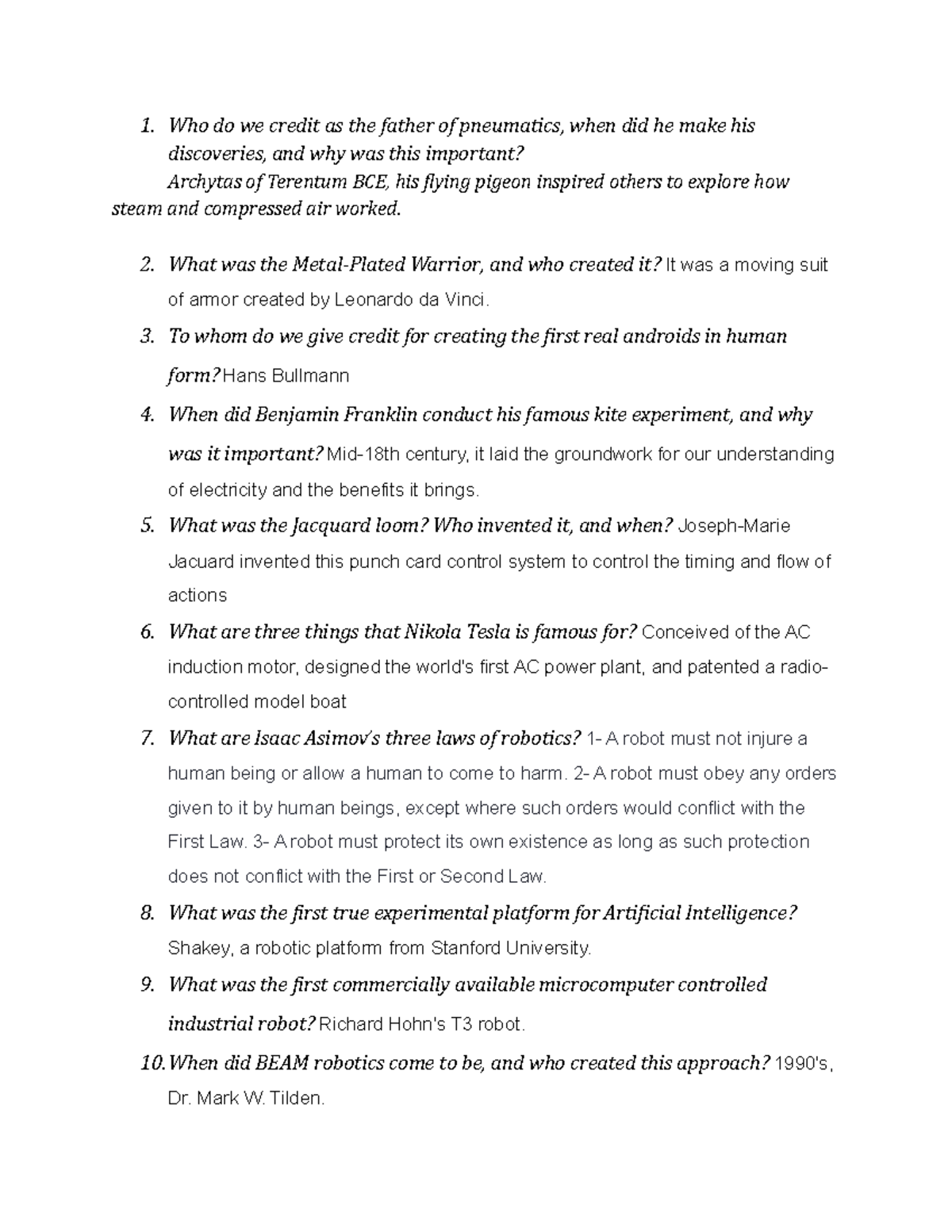 psychology outline - 1. Who do we credit as the father of pneumatics ...