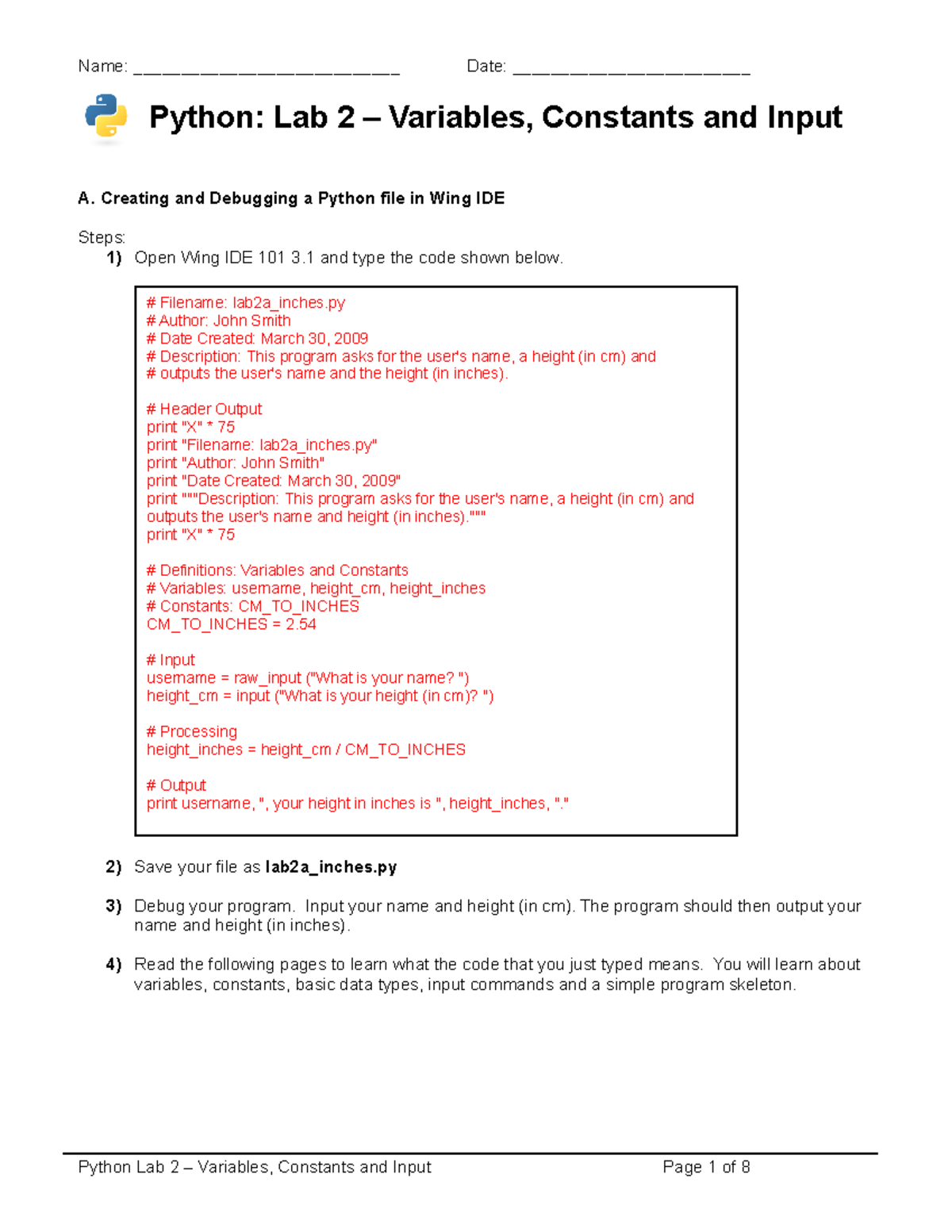 L2 variables constants input qs - Python: Lab 2 – Variables, Constants ...