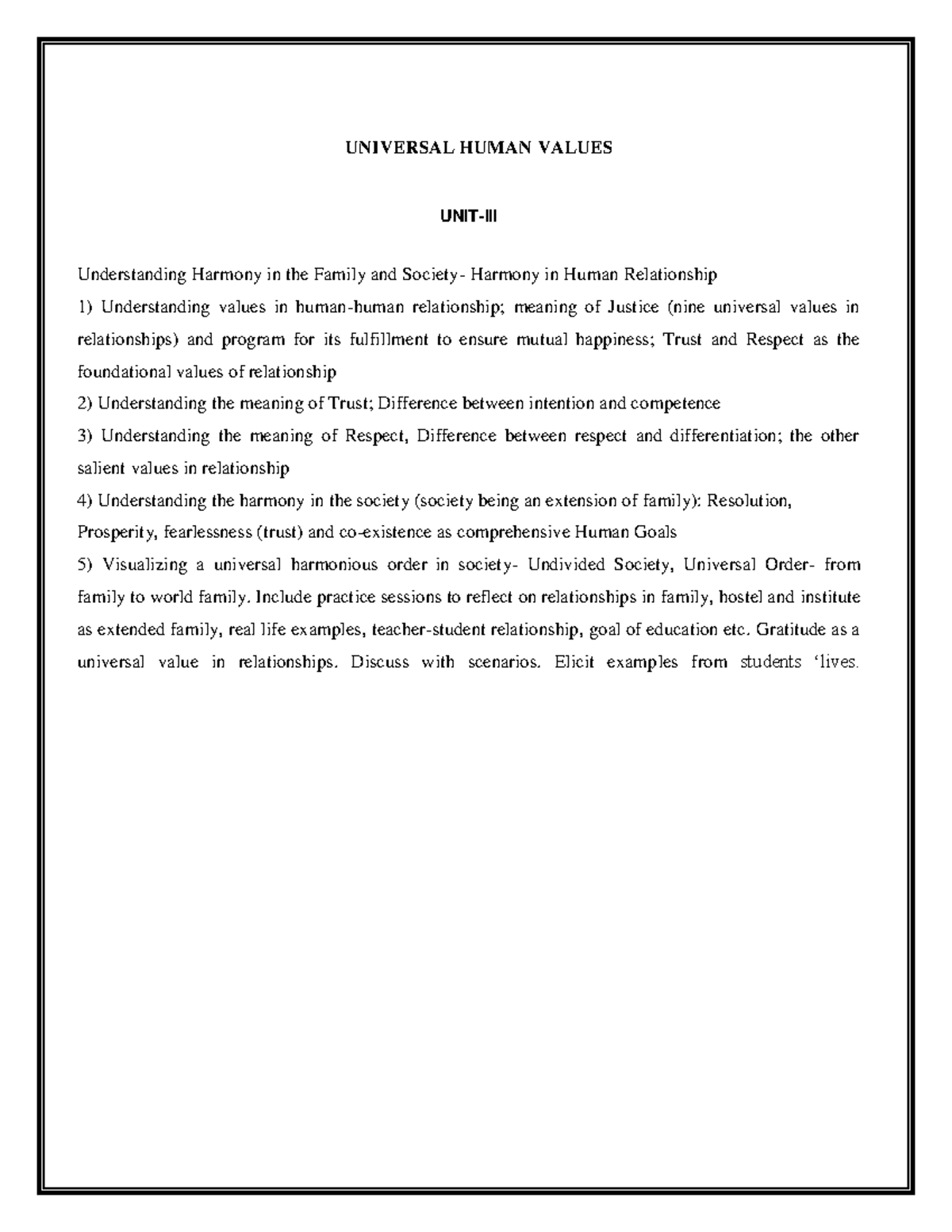 UHV-3 - a good notes to prepare well in exams - UNIVERSAL HUMAN VALUES ...