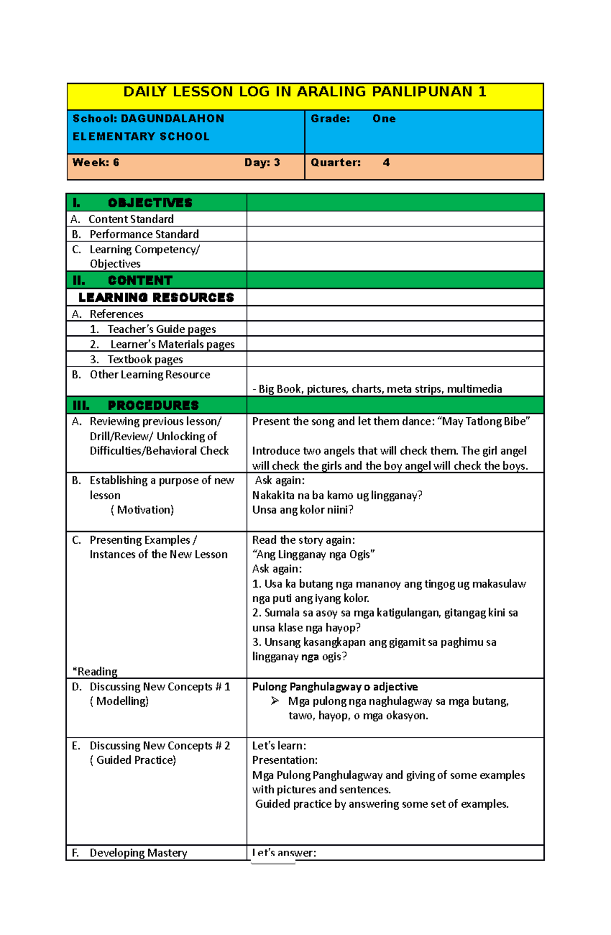 DEMO FOR AP - SUCCESSFULY ACCOMPLISHED - DAILY LESSON LOG IN ARALING ...