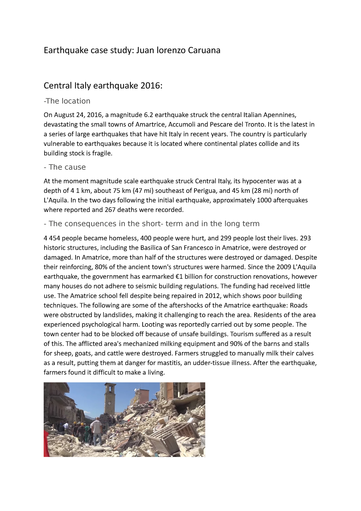 italy earthquake case study gcse