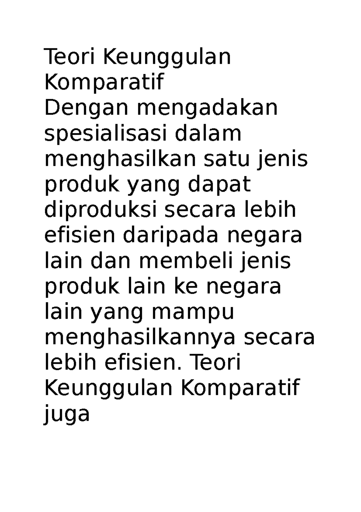 Bisnis Internasional - Teori Keunggulan Komparatif Dengan Mengadakan ...