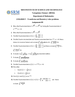 Unit 4 Fourier Transform Notes - On UNIT IV FOURIER TRANSFORMS x If f(x ...