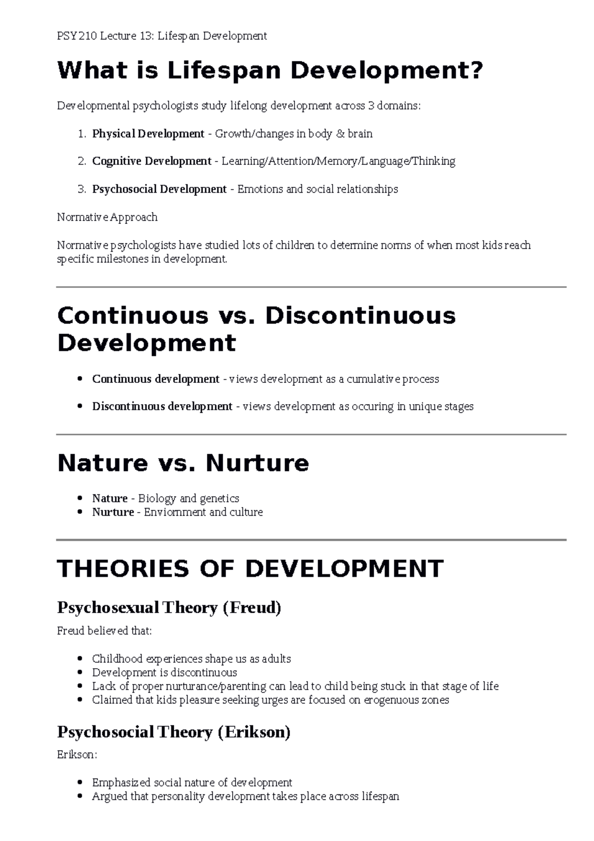 Psy210 Lecture 13 Lifespan Development Psy210 Lecture 13 Lifespan Psy210 Lecture 13 Lifespan Development Psy210 Lecture 13 Lifespan