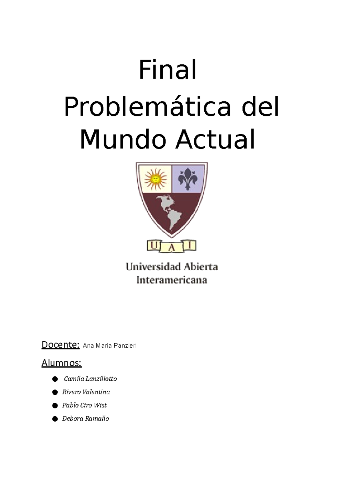 Problemática del Mundo Actual.Primera infancia. Clases 1, 2, 3 y 4 ...