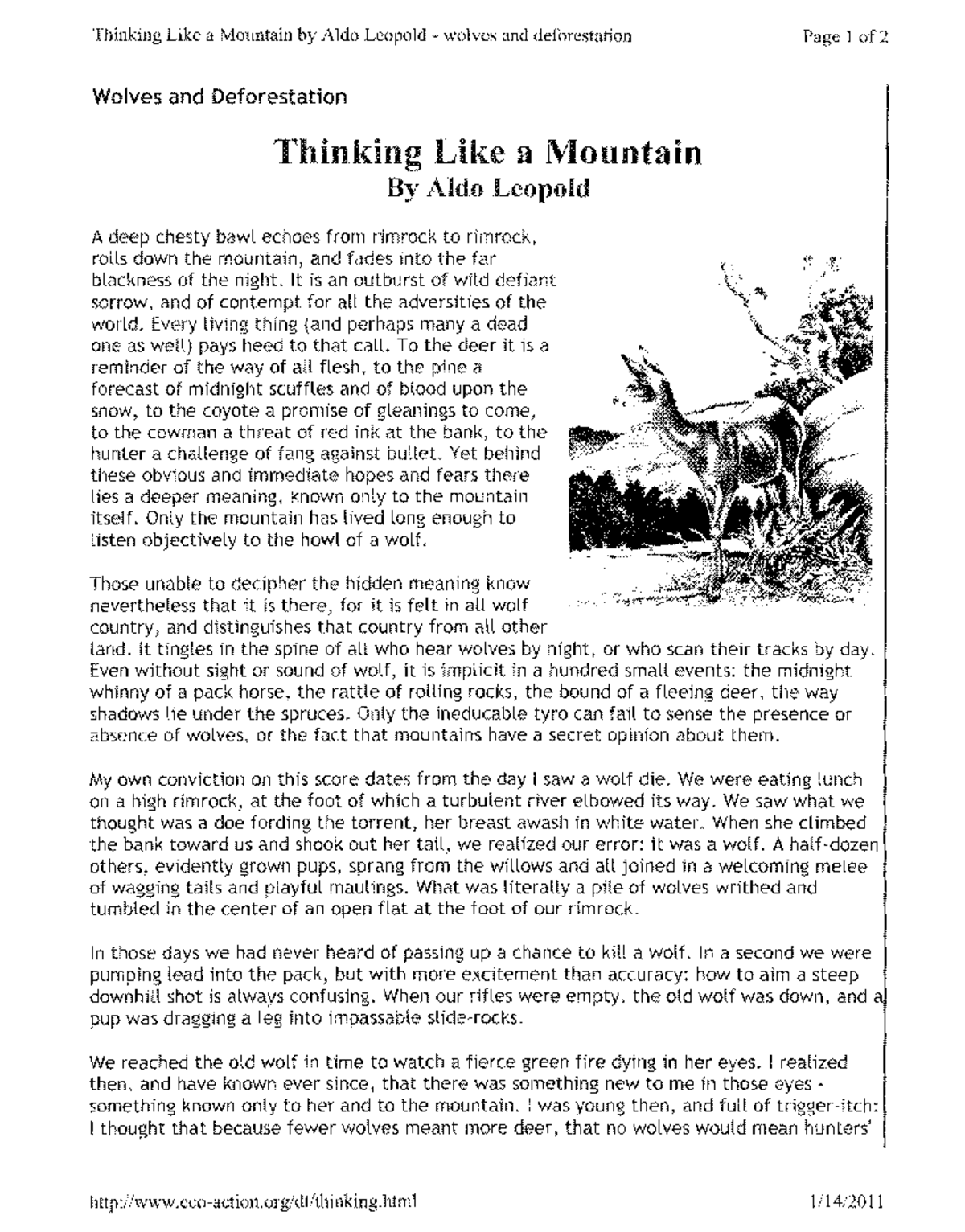 thinking like a mountain Thinking Like a Mountain by Aldo