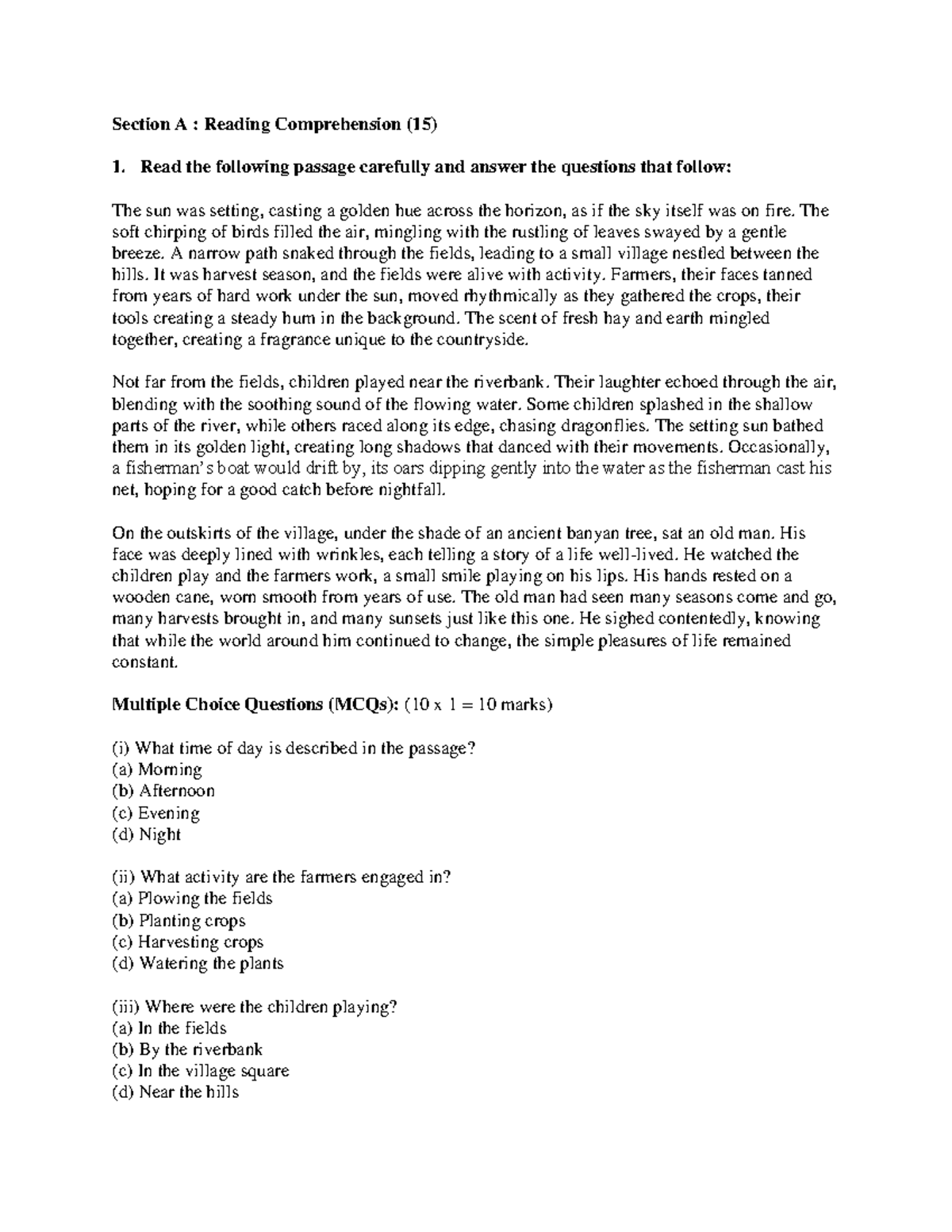 Daskhu paper - depicting questions and analysis, multiple choice ...