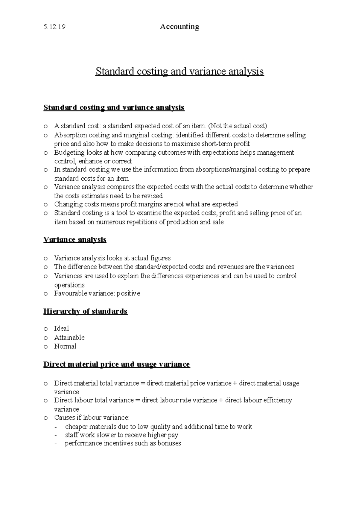 5.12.19 - Standard costing and variance analysis - 5.12 Accounting ...