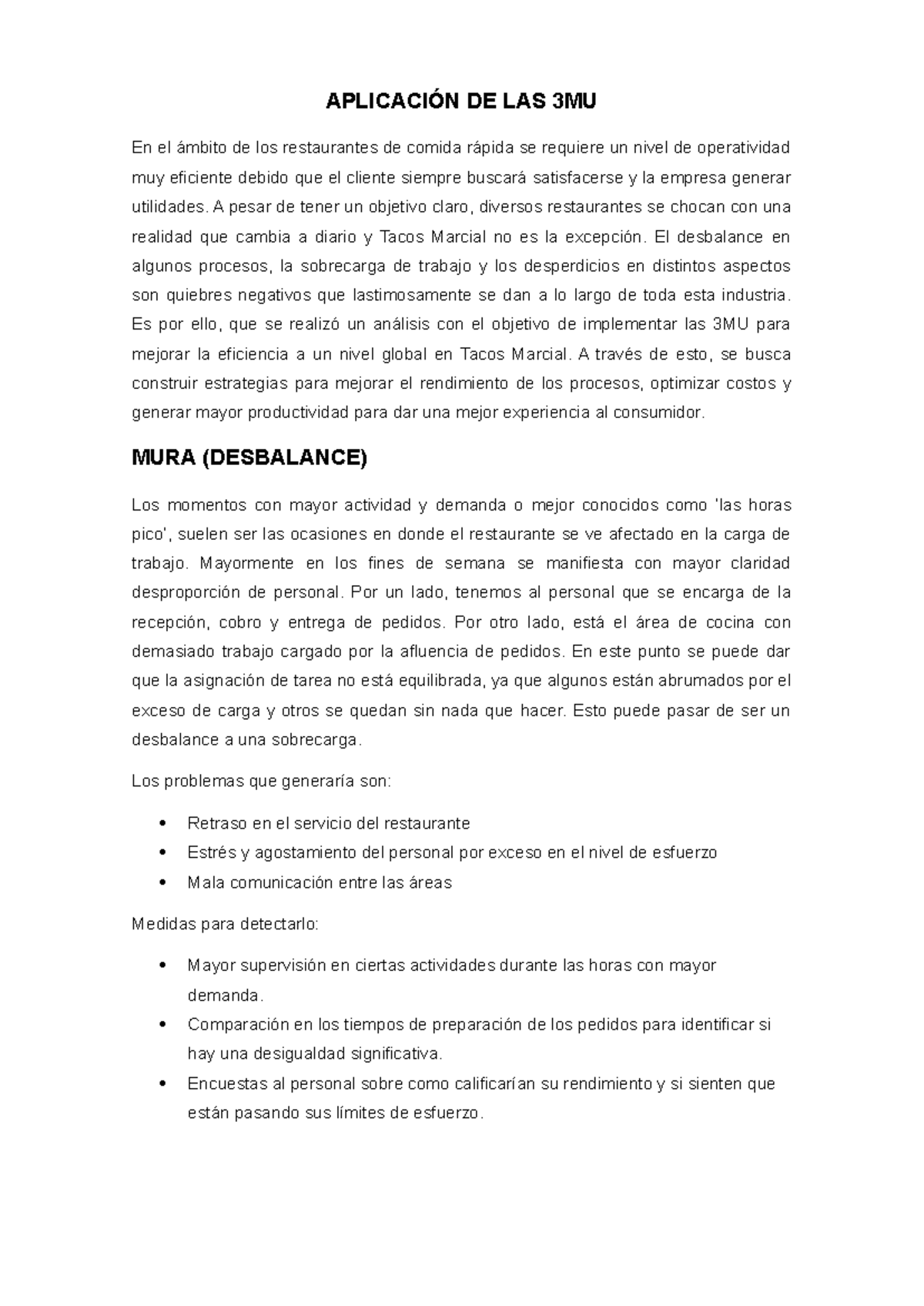 3MU - NOTA - APLICACIÓN DE LAS 3MU En el ámbito de los restaurantes de ...