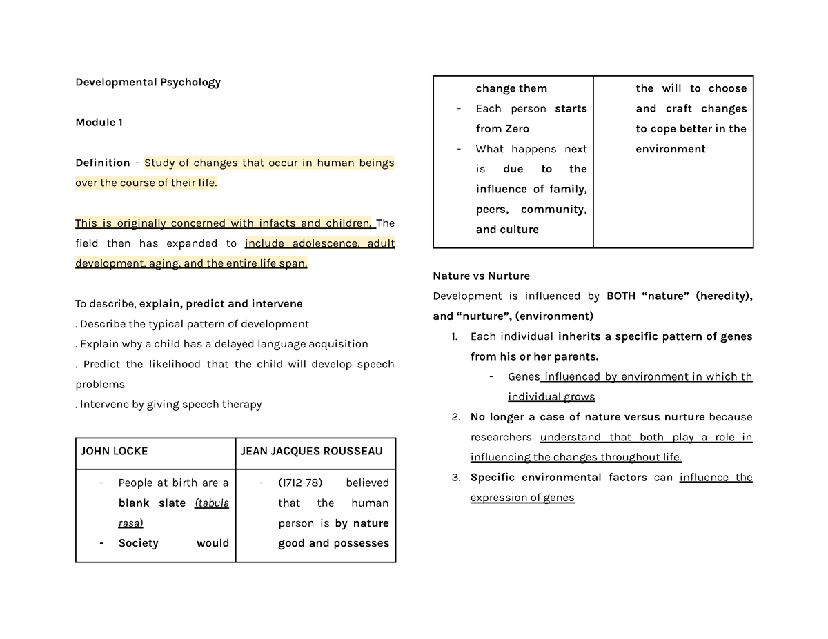 Developmental Psychology - Developmental Psychology Module 1 Definition ...