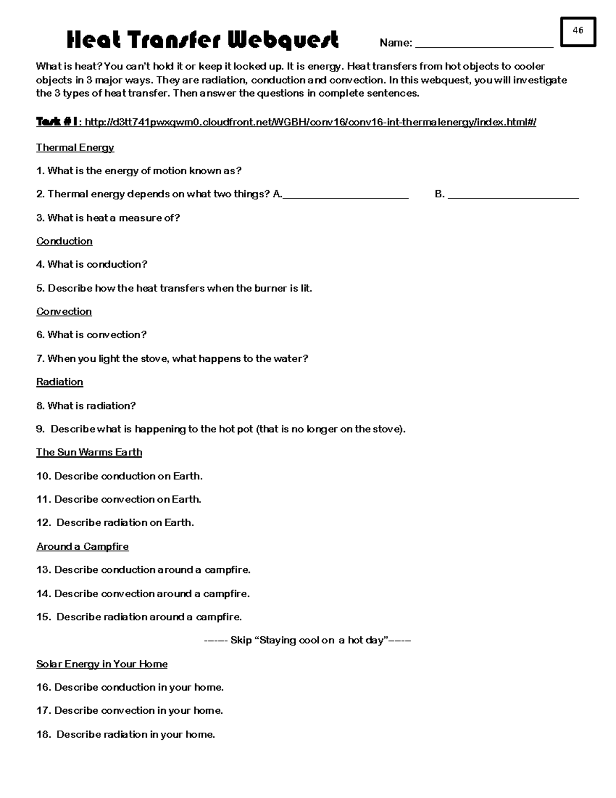 quest heat transfer Name __________________________ What is heat
