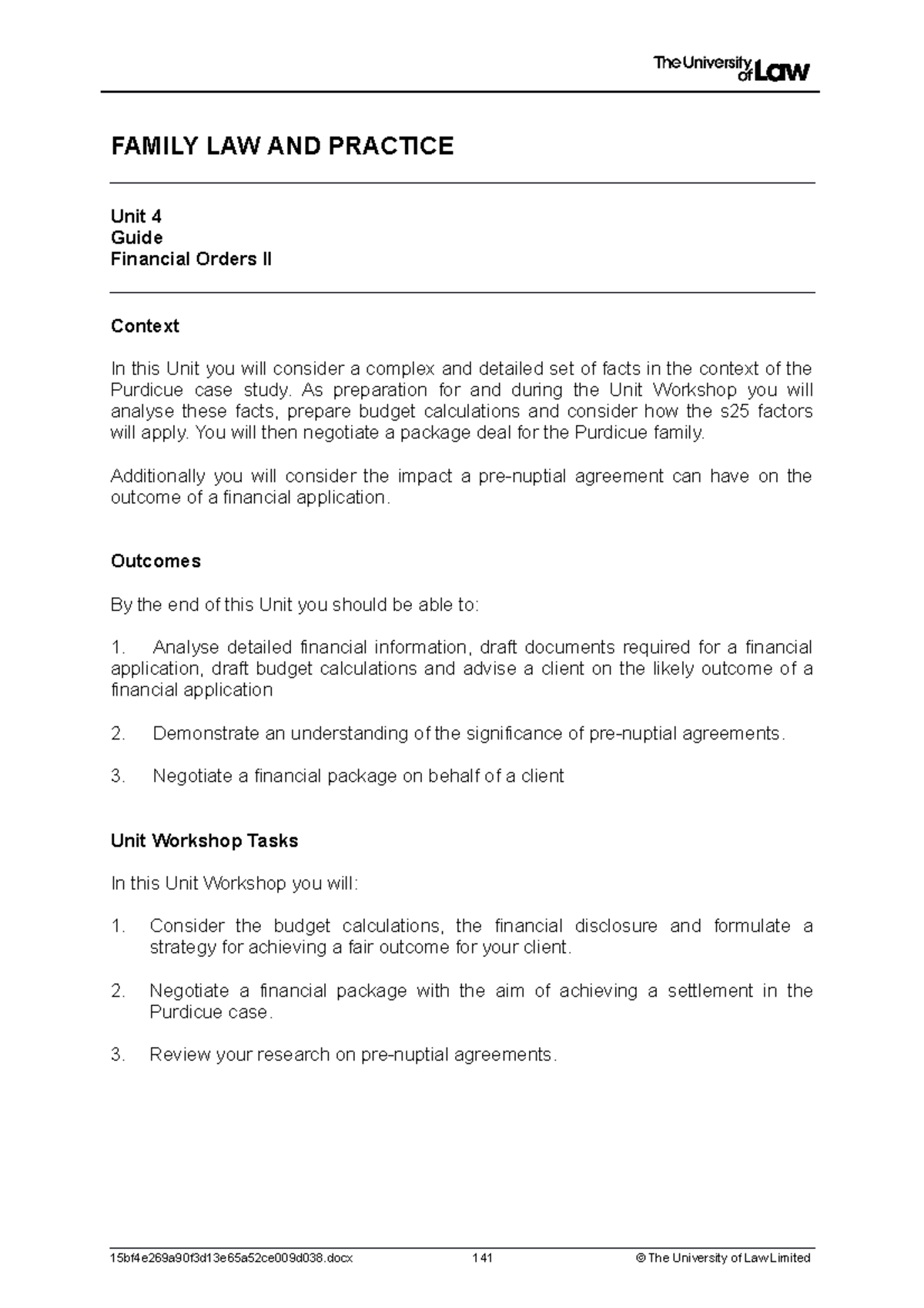 2223 fam ws04 ce01 guide - FAMILY LAW AND PRACTICE Unit 4 Guide ...