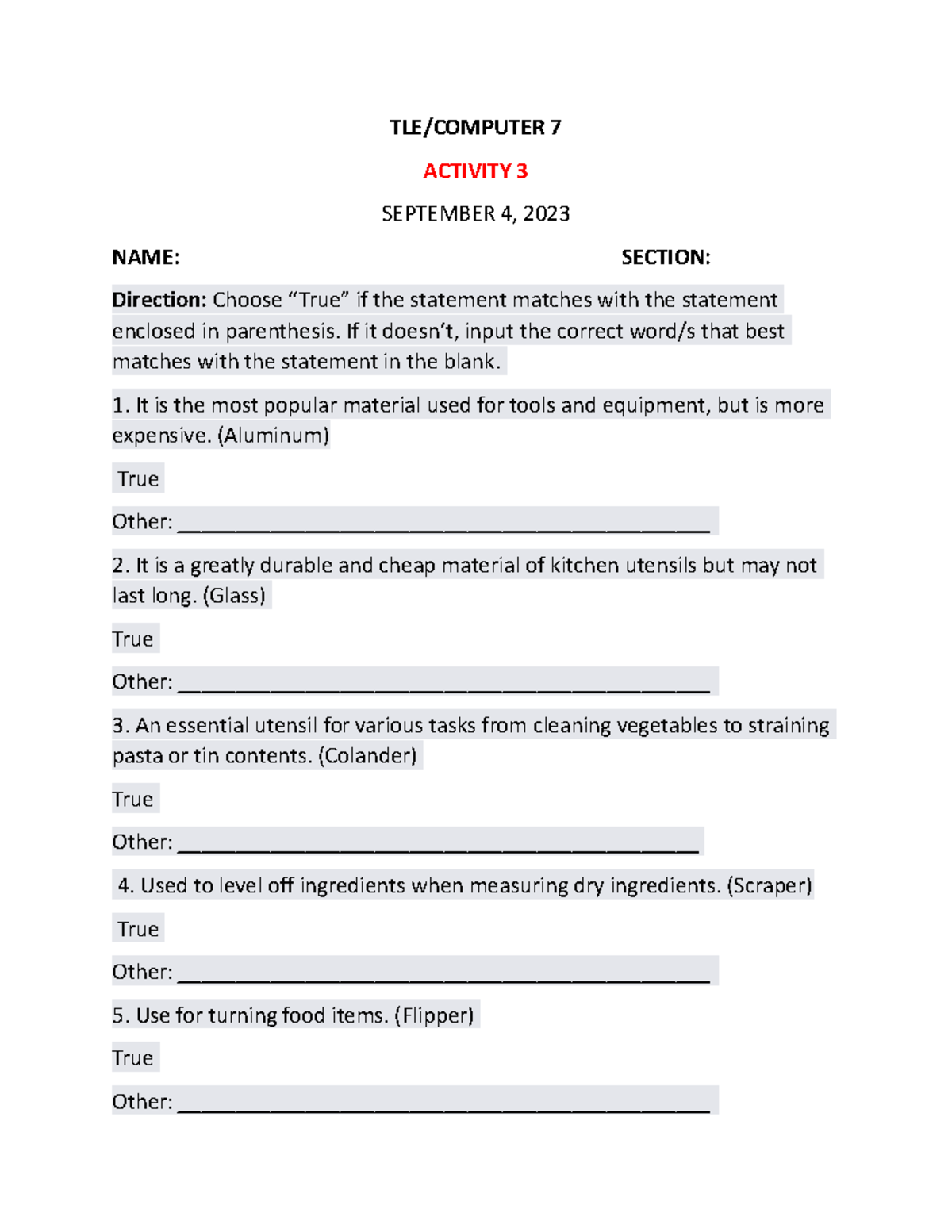 Grade 7 act 3 - garde 7 activity 3 - TLE/COMPUTER 7 ACTIVITY 3 ...