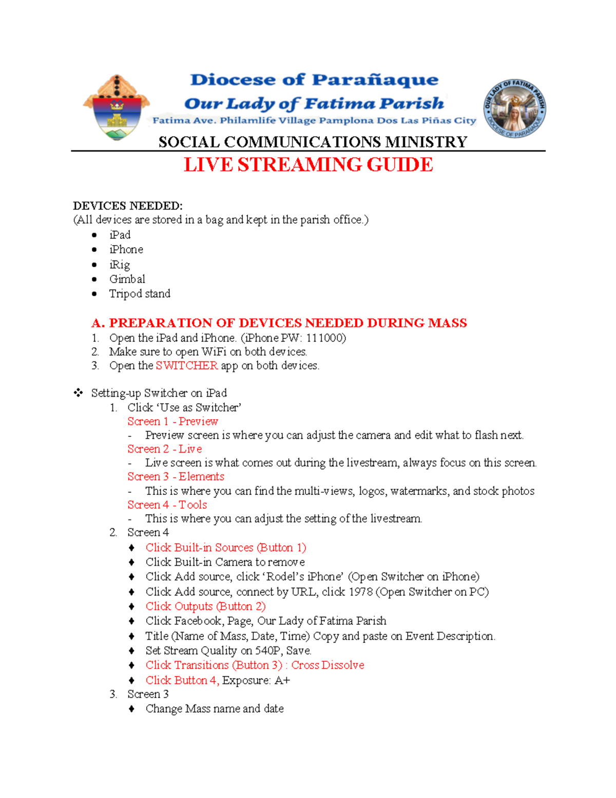 Livestreaming Guide - SOCIAL COMMUNICATIONS MINISTRY LIVE STREAMING ...