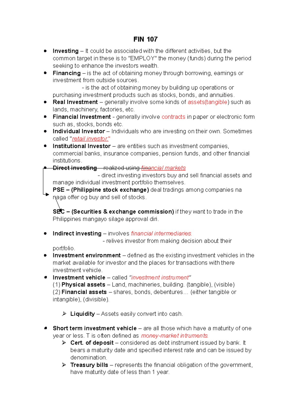 FIN107 Reviewer P - FIN 107 Investing – It could be associated with the ...