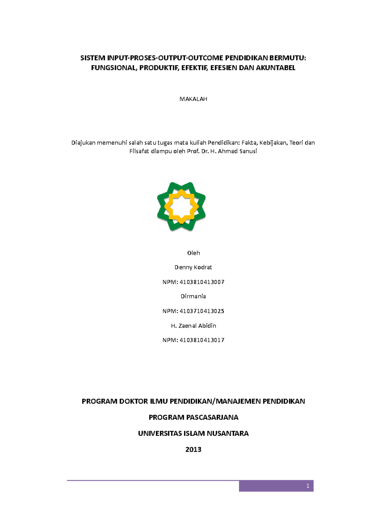 SIstem input proses output outcome pendi - SISTEM INPUT-PROSES-OUTPUT ...
