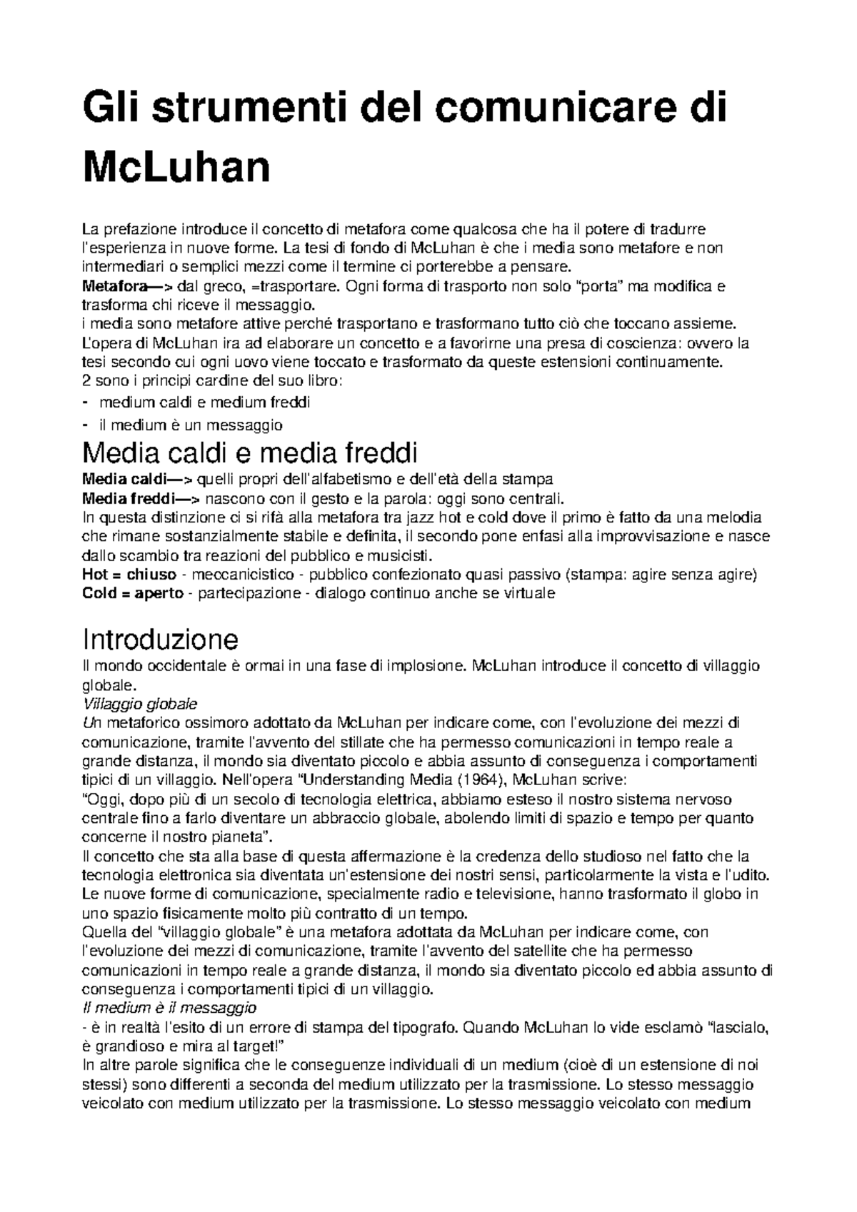 gli strumenti del comunicare marshall mcluhan