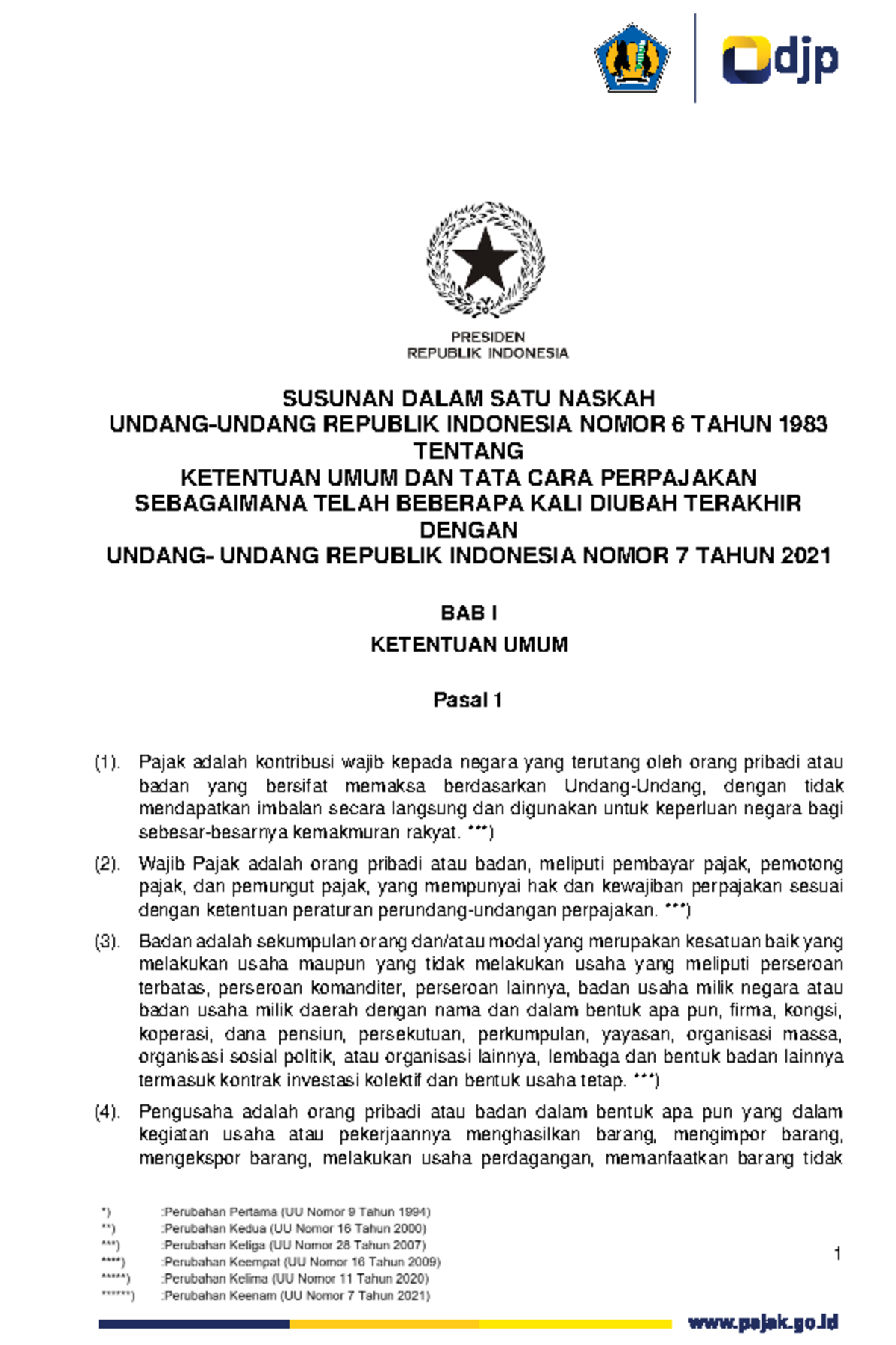 SDSN UU HPP 5 - Pajak - SUSUNAN DALAM SATU NASKAH UNDANG-UNDANG ...