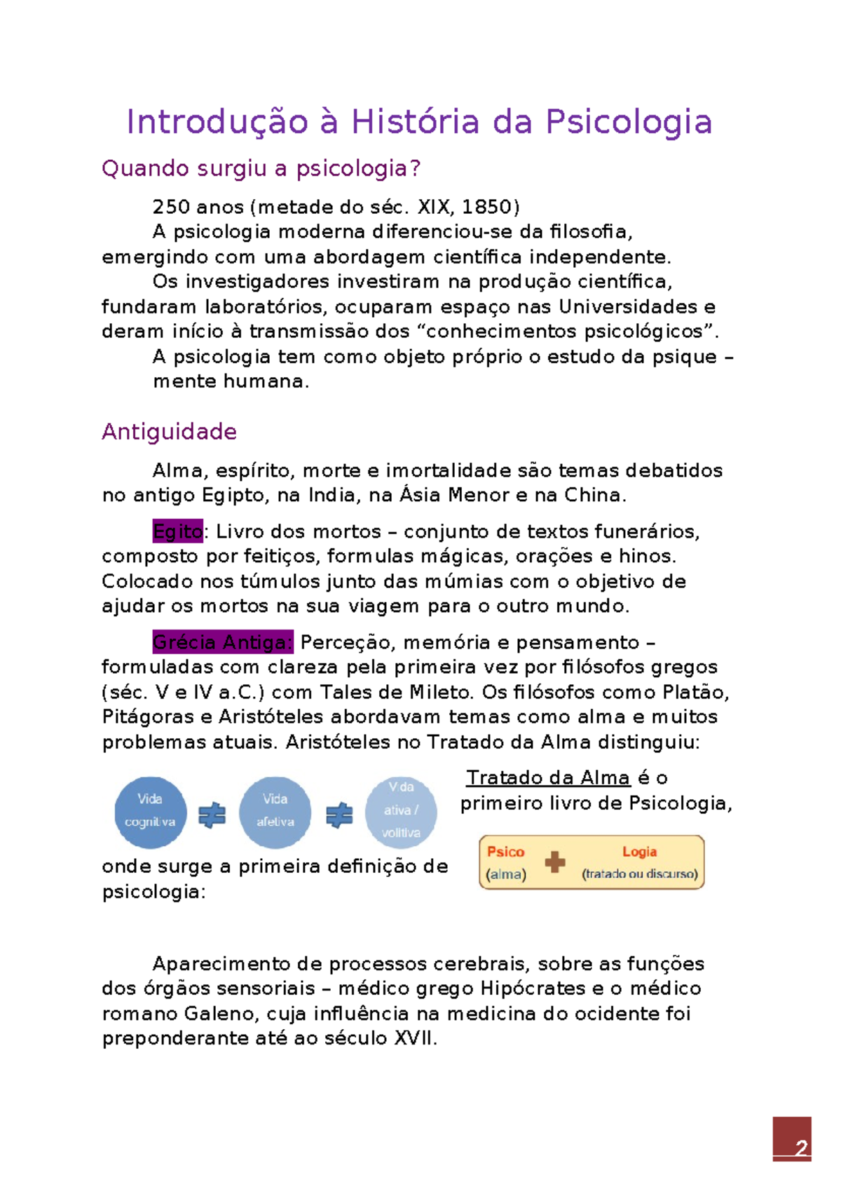 Introdução da História da Psicologia resumos fim de semestre ...