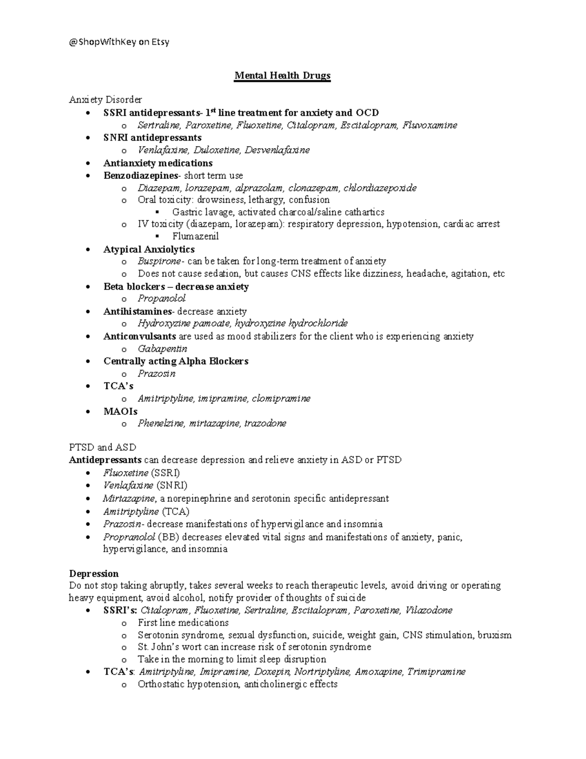 Mental health drugsstudyguide - Mental Health Drugs Anxiety Disorder ...