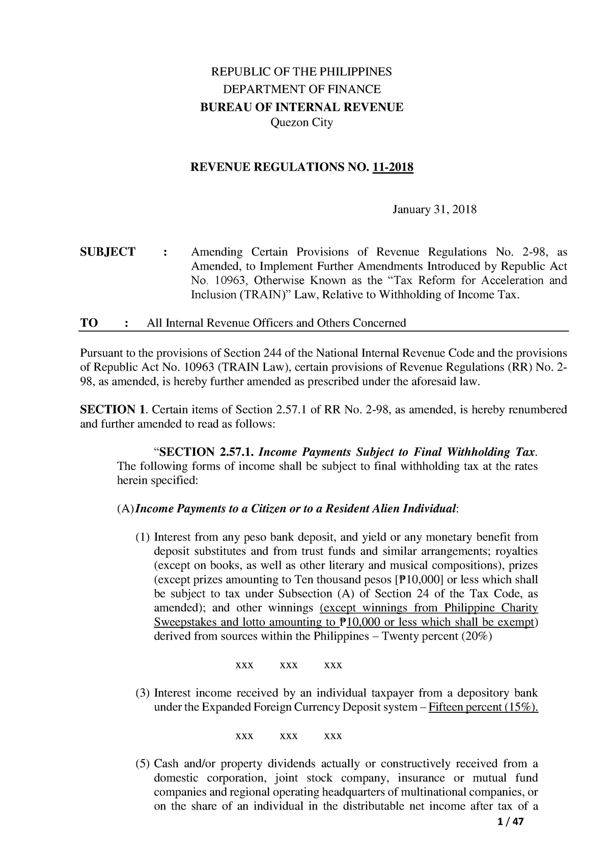 Revenue Regulation -No 11-2018 - Accountancy - Studocu